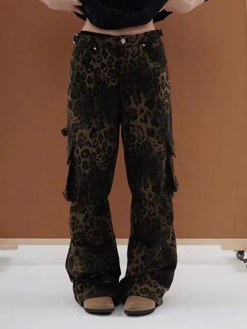 VIBE Vintage multi-pocket leopard print work casual trousers Size US 30 / EU 46 - 5 Thumbnail