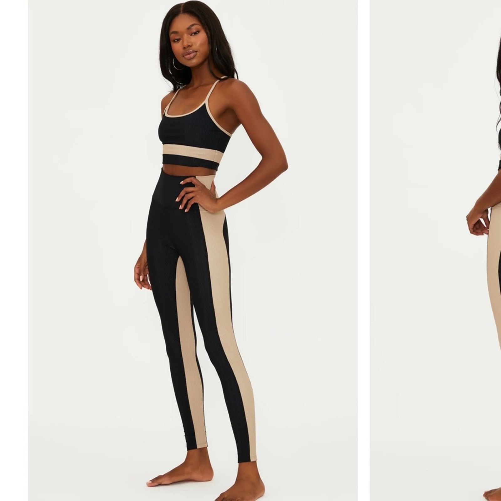 Beach Riot Beach Riot Colorblock Ribbed Leggings – Black/Tan – Size L Size 30" / US 8 / IT 44 - 1 Thumbnail