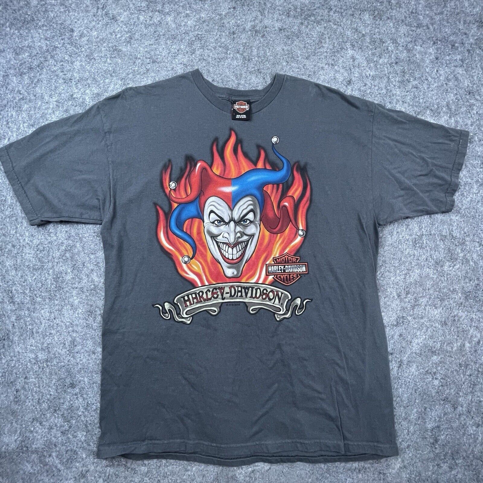 Harley Davidson Shirt Large Flames Jester Tokyo Japan Rare