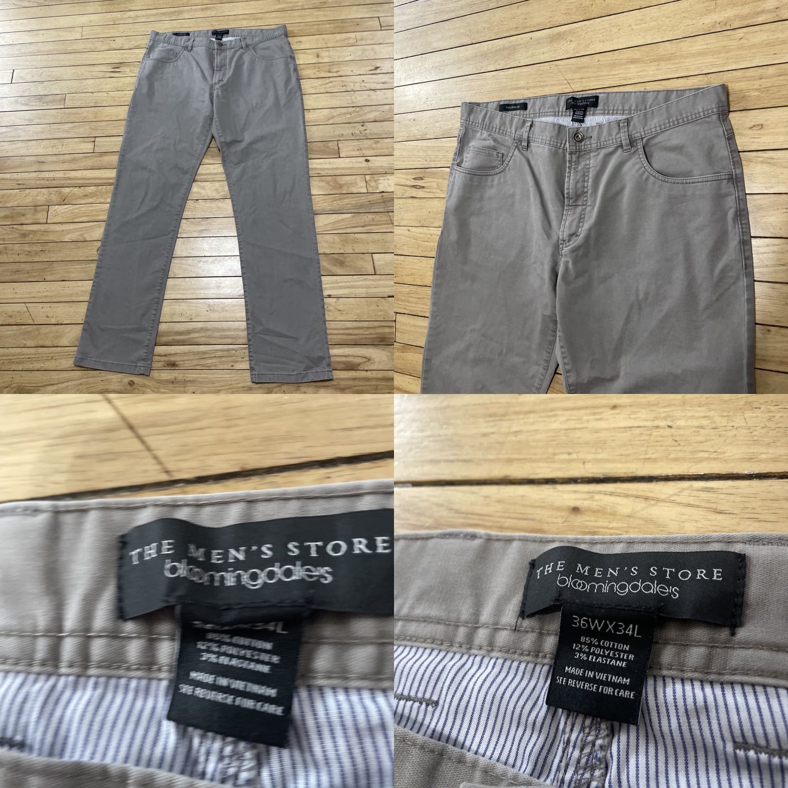 Bloomingdale's Bloomingdale's The Men's Store Pants Men 36W x 34L Gray Khaki Chino Flat Front 5-Pocket Regular Cotton Mens Size US 36 / EU 52 - 10 Thumbnail