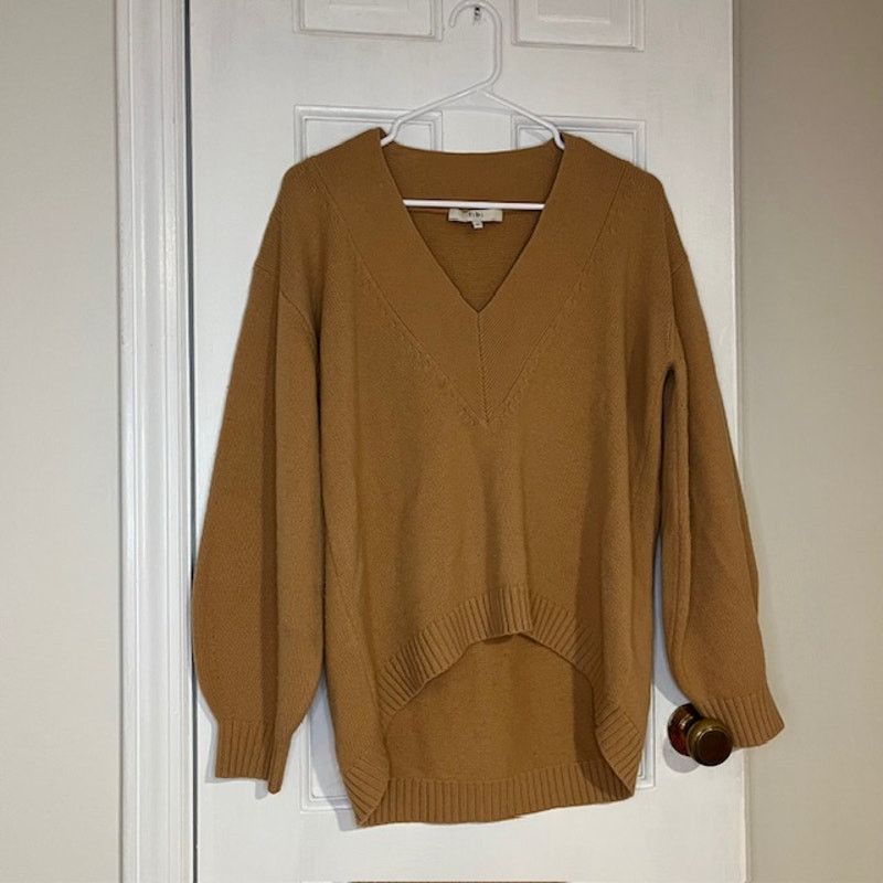 Tibi Tibi Merino Wool V-neck Puff Sleeve Camel Sweater Small Size S / US 4 / IT 40 - 8 Thumbnail
