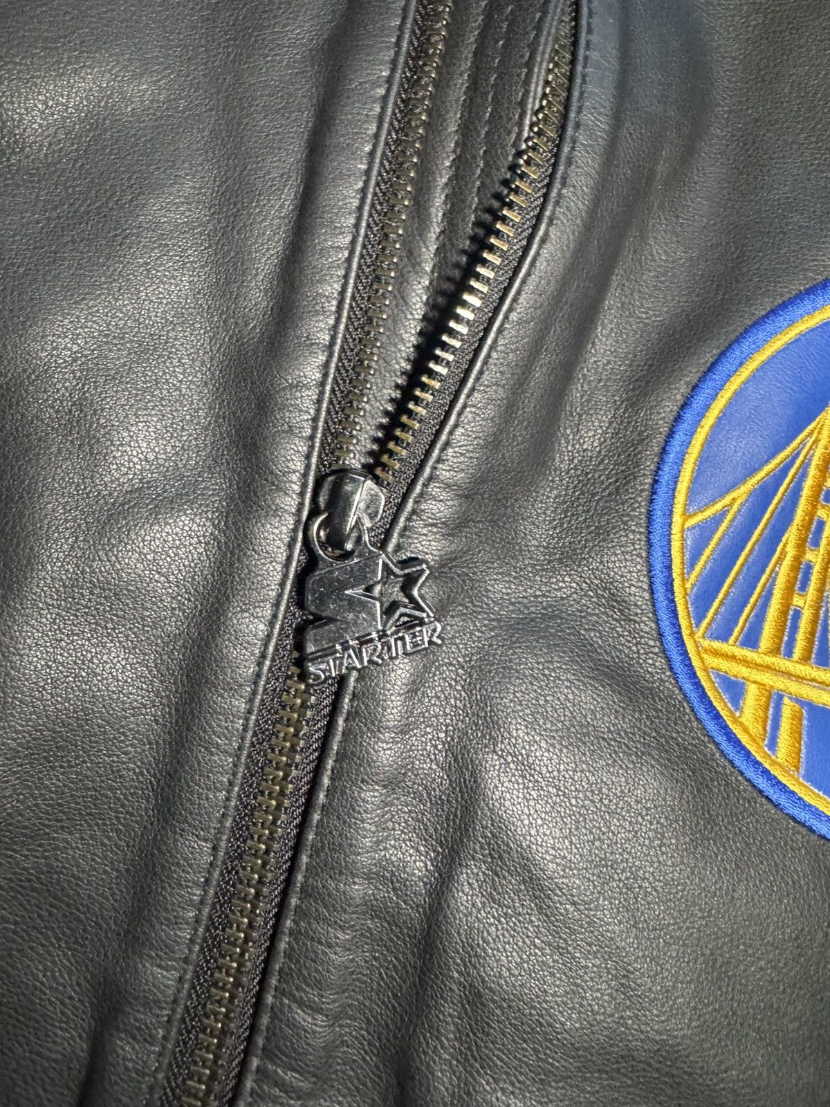 Starter Mens Golden State Warriors Full Zip Leather Jacket Size US M / EU 48-50 / 2 - 4 Thumbnail
