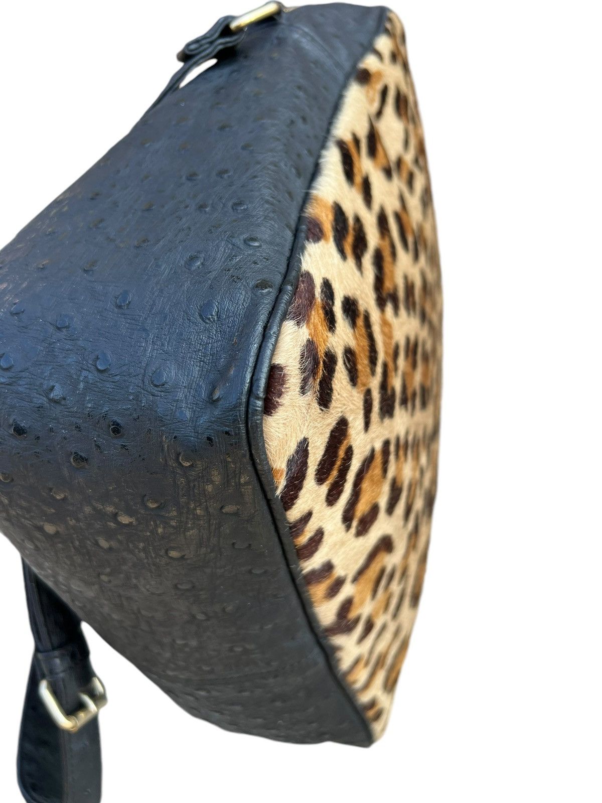 Leather Vintage GK Japan Leopard Ostrich Leather Bag Size ONE SIZE - 14 Thumbnail