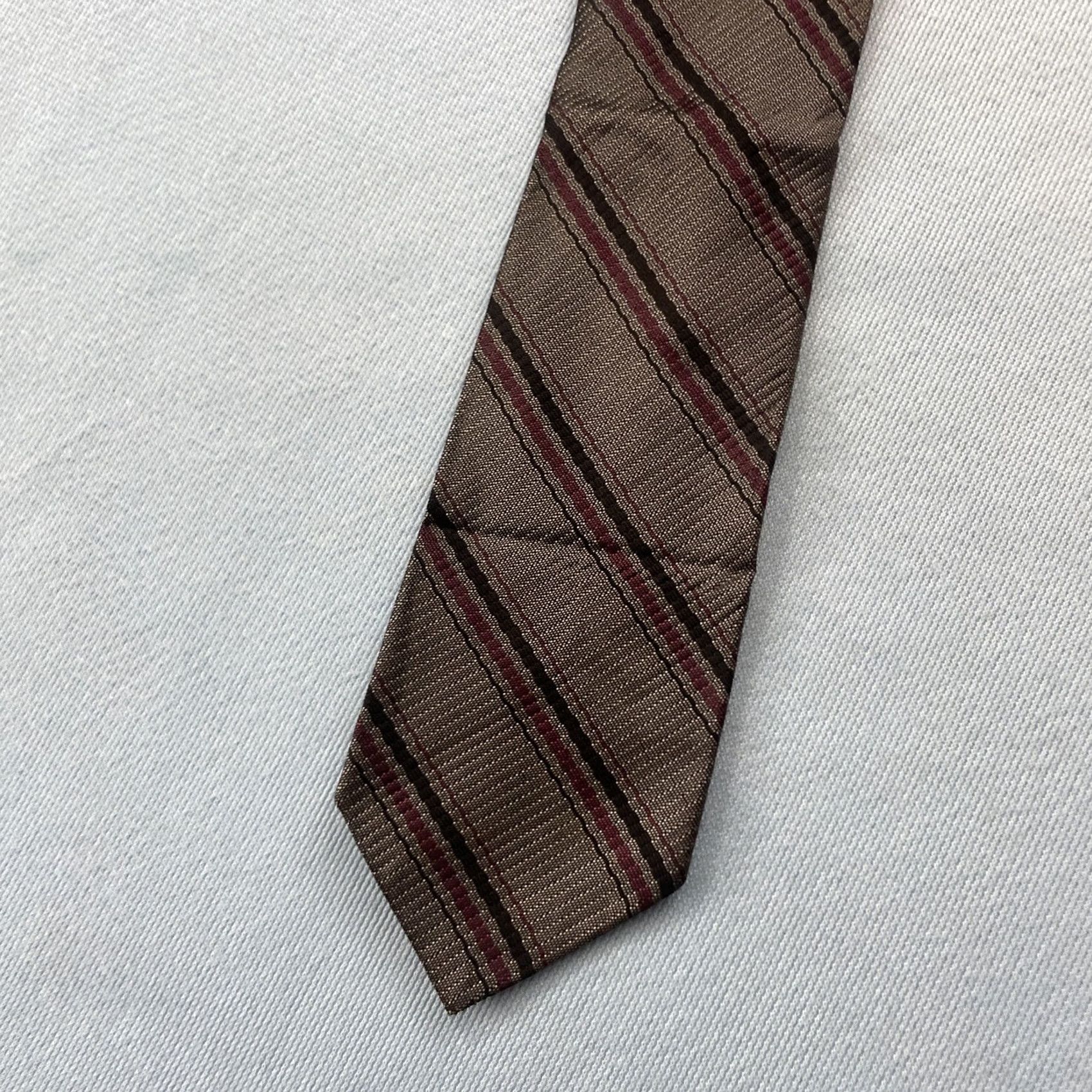 MCM VINTAGE Tie Repp Tie Skinny Woven MCM Stripe Gray Red Black Slim Tie 2x54 Neckwear Men One Size Gray Red Black Multi 1960s Capsule Necktie Size ONE SIZE - 2 Thumbnail