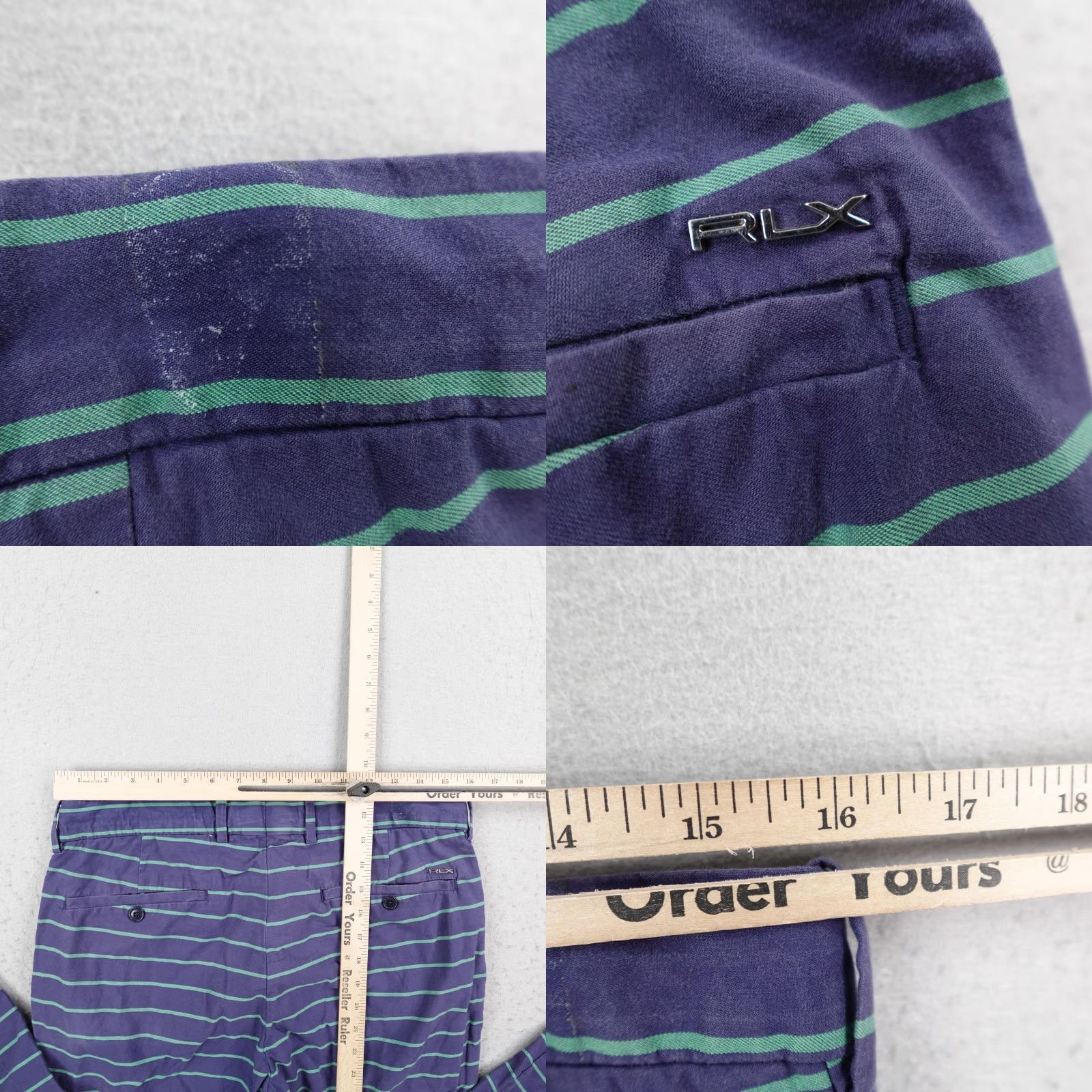 Ralph Lauren RLX Ralph Lauren Pants Mens 34x32 Blue Green Stripes Chino Golf Straight Cotton Size US 34 / EU 50 - 8 Thumbnail