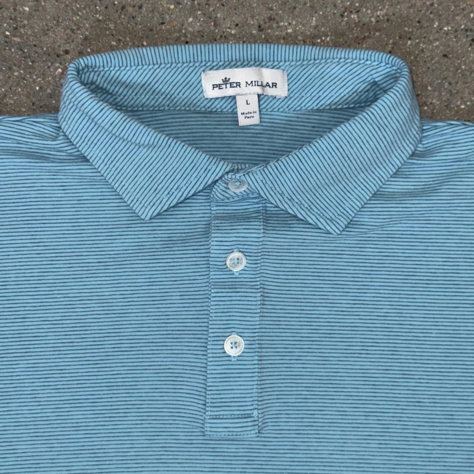 Peter Millar Peter Millar Polo Shirt Mens L Blue Striped Pima Cotton Golf Size US L / EU 52-54 / 3 - 2 Thumbnail