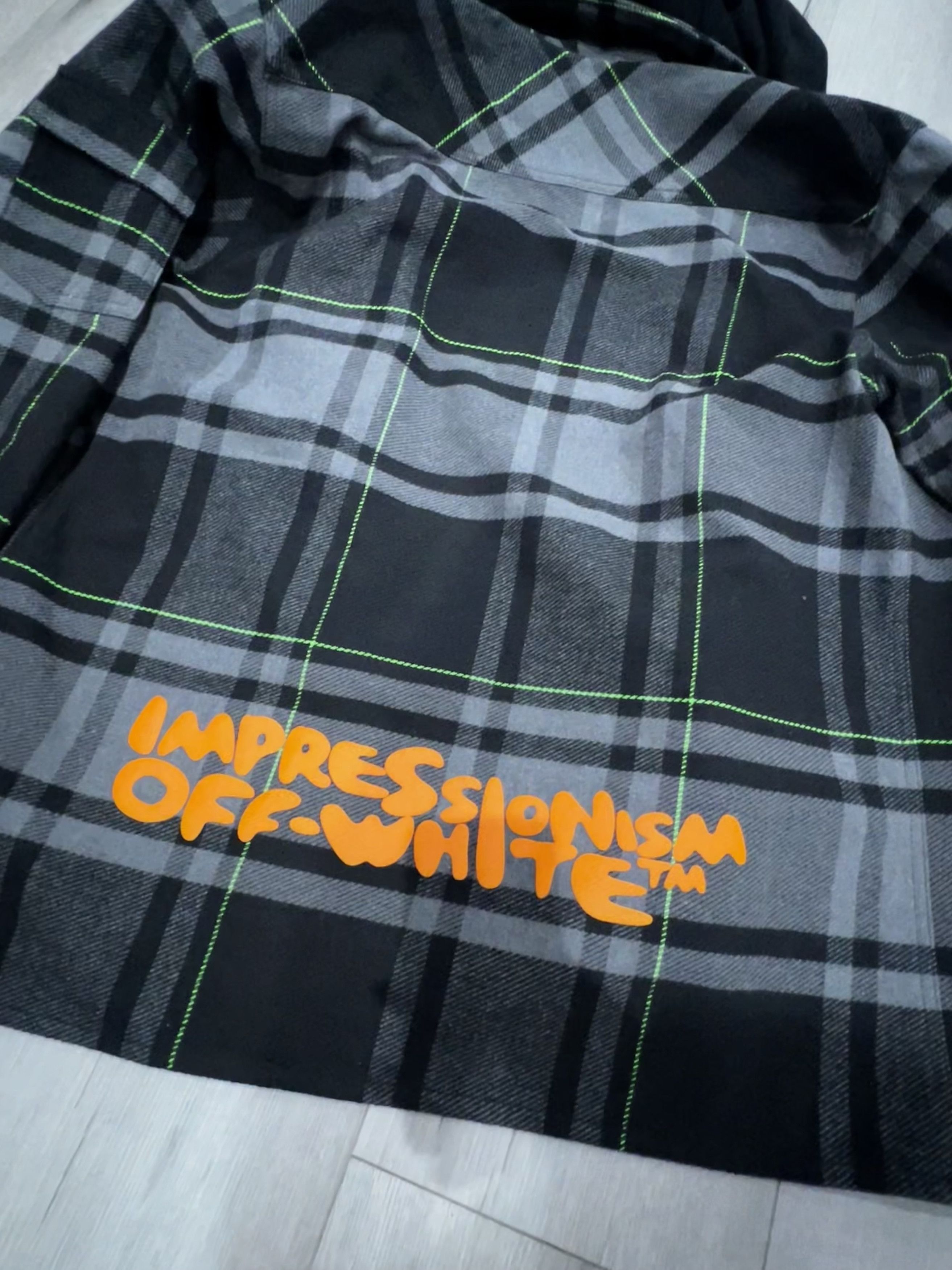 Off-White 2019 Grey Check Flannel Hooded Shirt Size US XXL / EU 58 / 5 - 9 Thumbnail