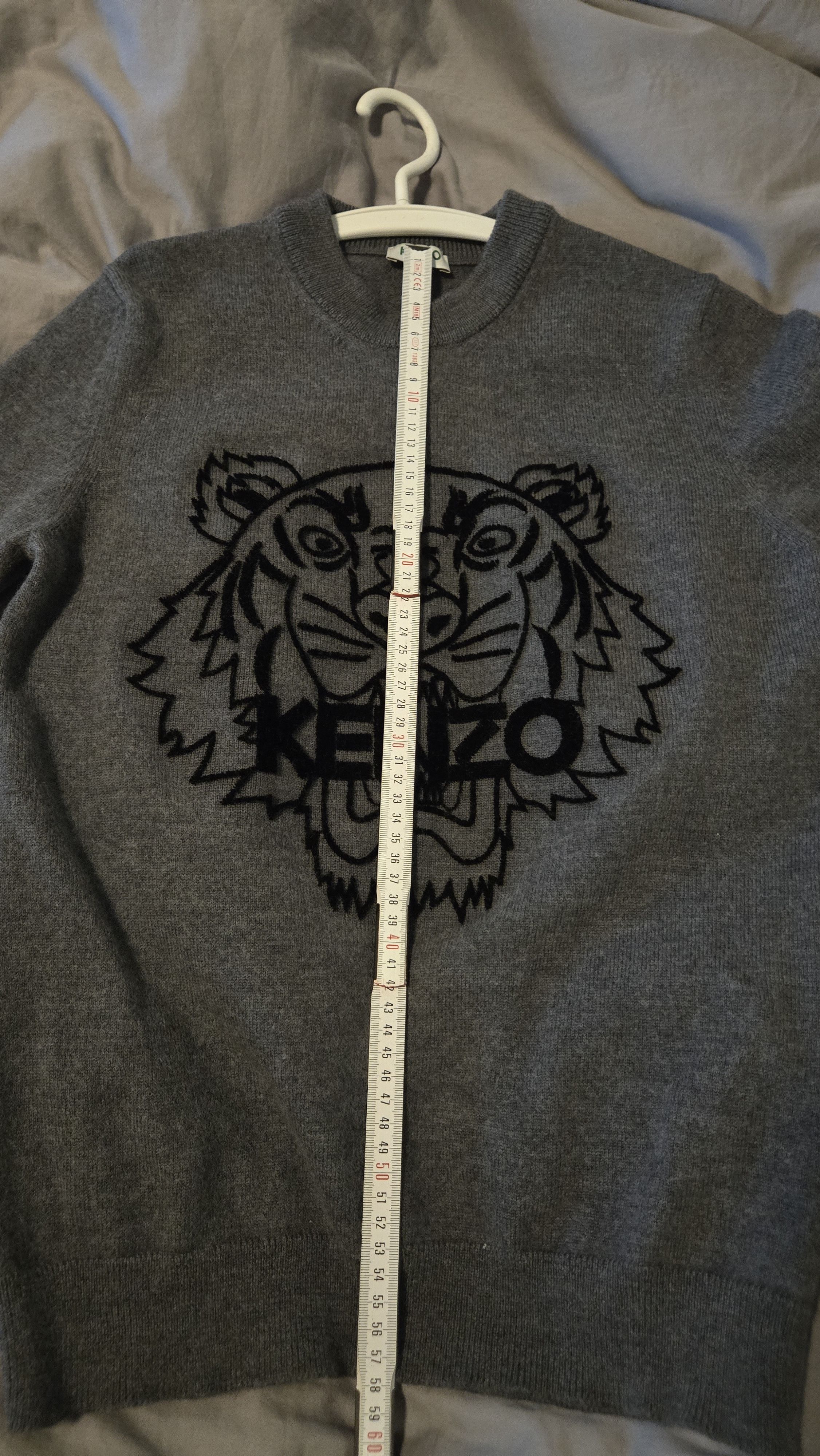 Kenzo Kenzo Grey Knitted Sweater with Stitched Tiger (Black) Size US S / EU 44-46 / 1 - 4 Thumbnail