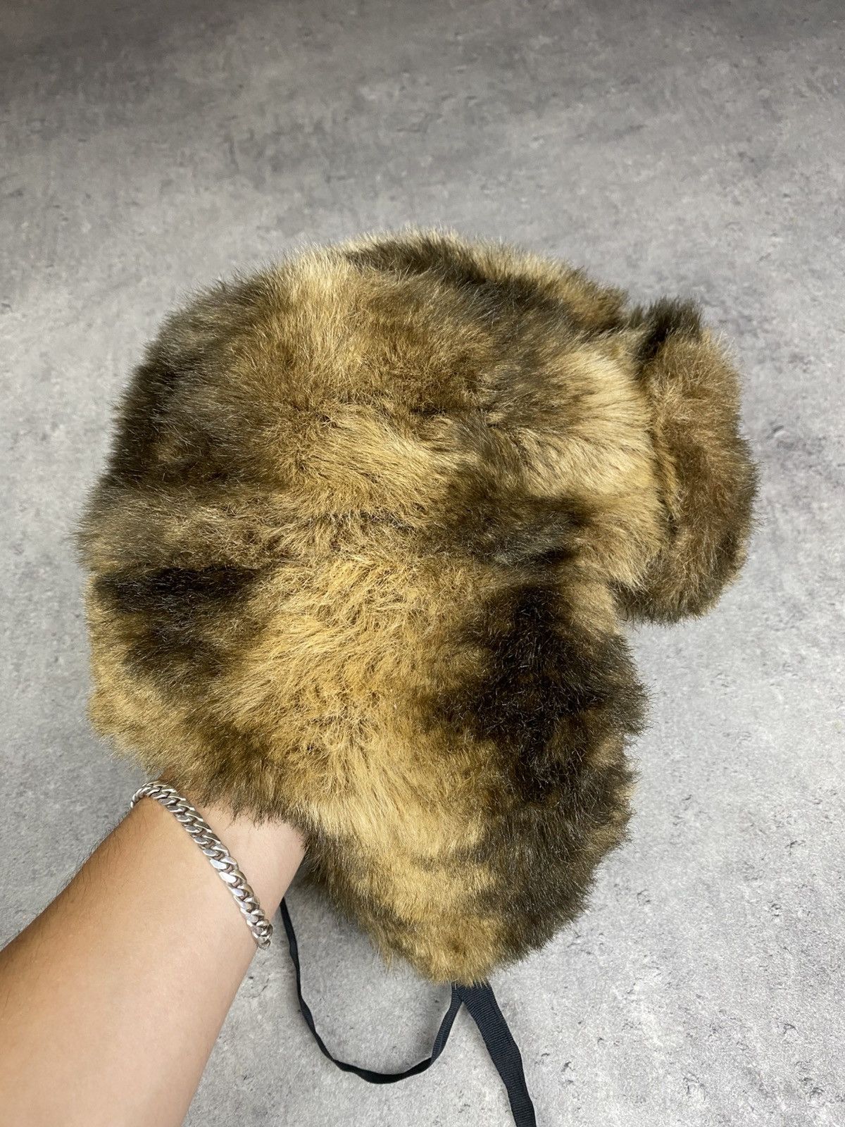 Japanese Brand Vintage Faux Fur Ushanka Hat – Brown Camo Look Y2K Streetwea Size ONE SIZE - 5 Thumbnail