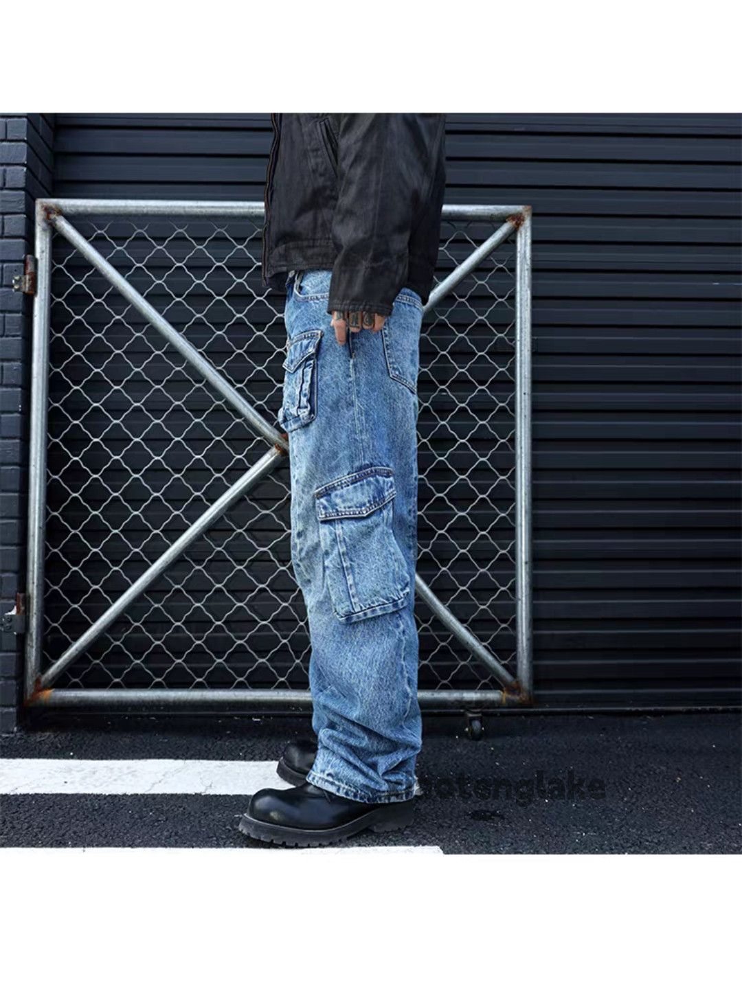 Jean xtl vintage washed retro loose baggy hiphop cargo jeans Size US 32 / EU 48 - 8 Thumbnail