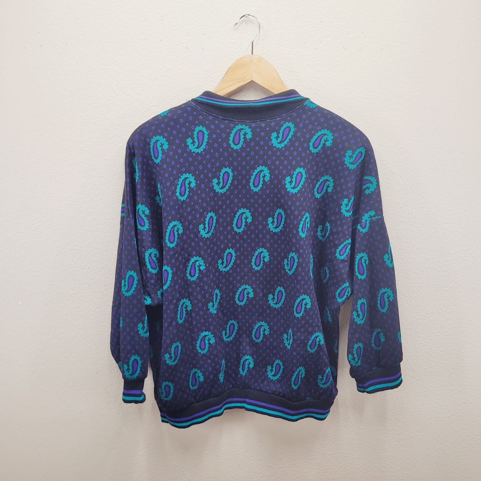 Other VTG 90s Paisley Blouse Sweater L Oversized Shoulder Pads Size L / US 10 / IT 46 - 2 Thumbnail