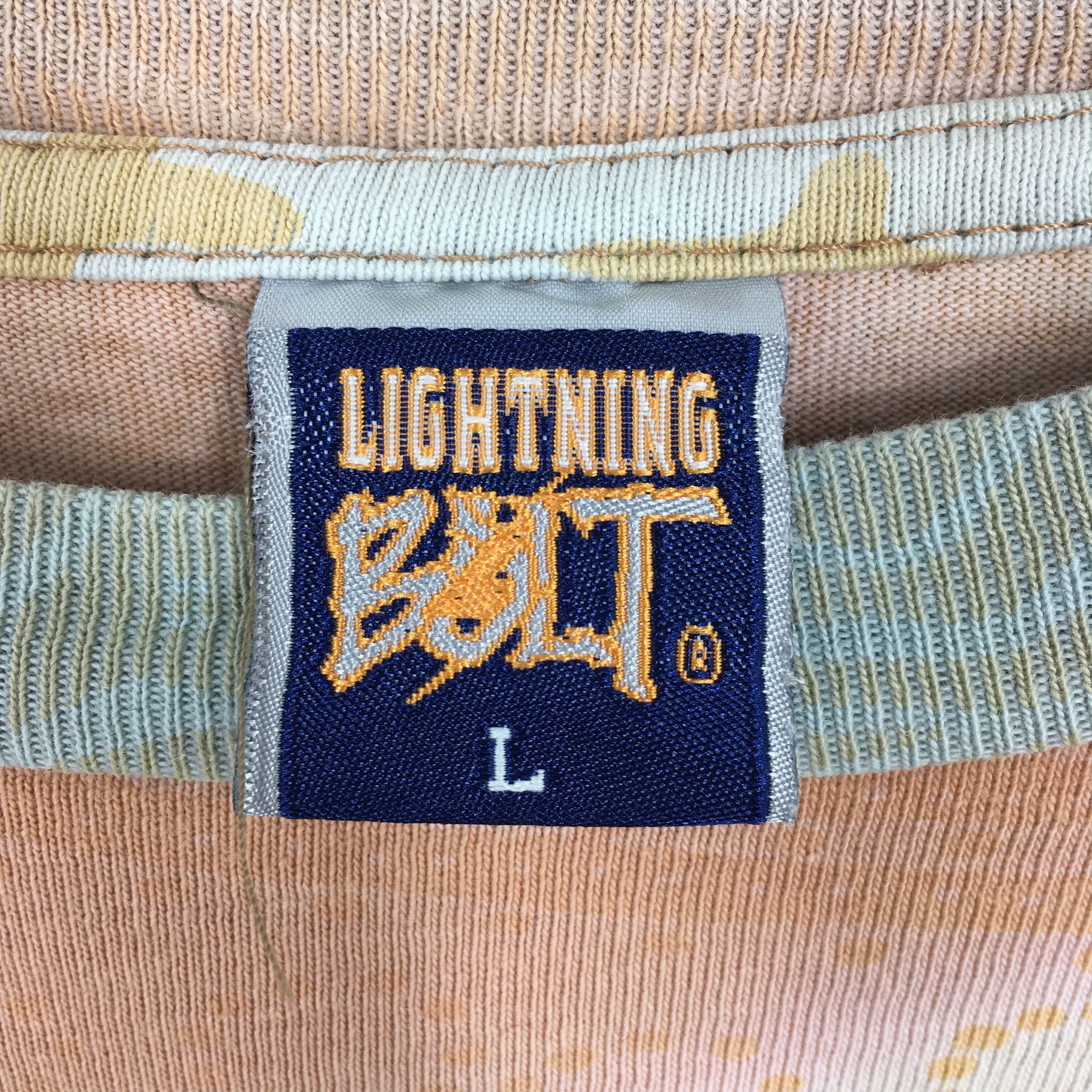 Lightning Bolt × Vintage Vintage 90's Lightning Bolt Surfing Striped Art Tshirt Large Size US L / EU 52-54 / 3 - 5 Thumbnail