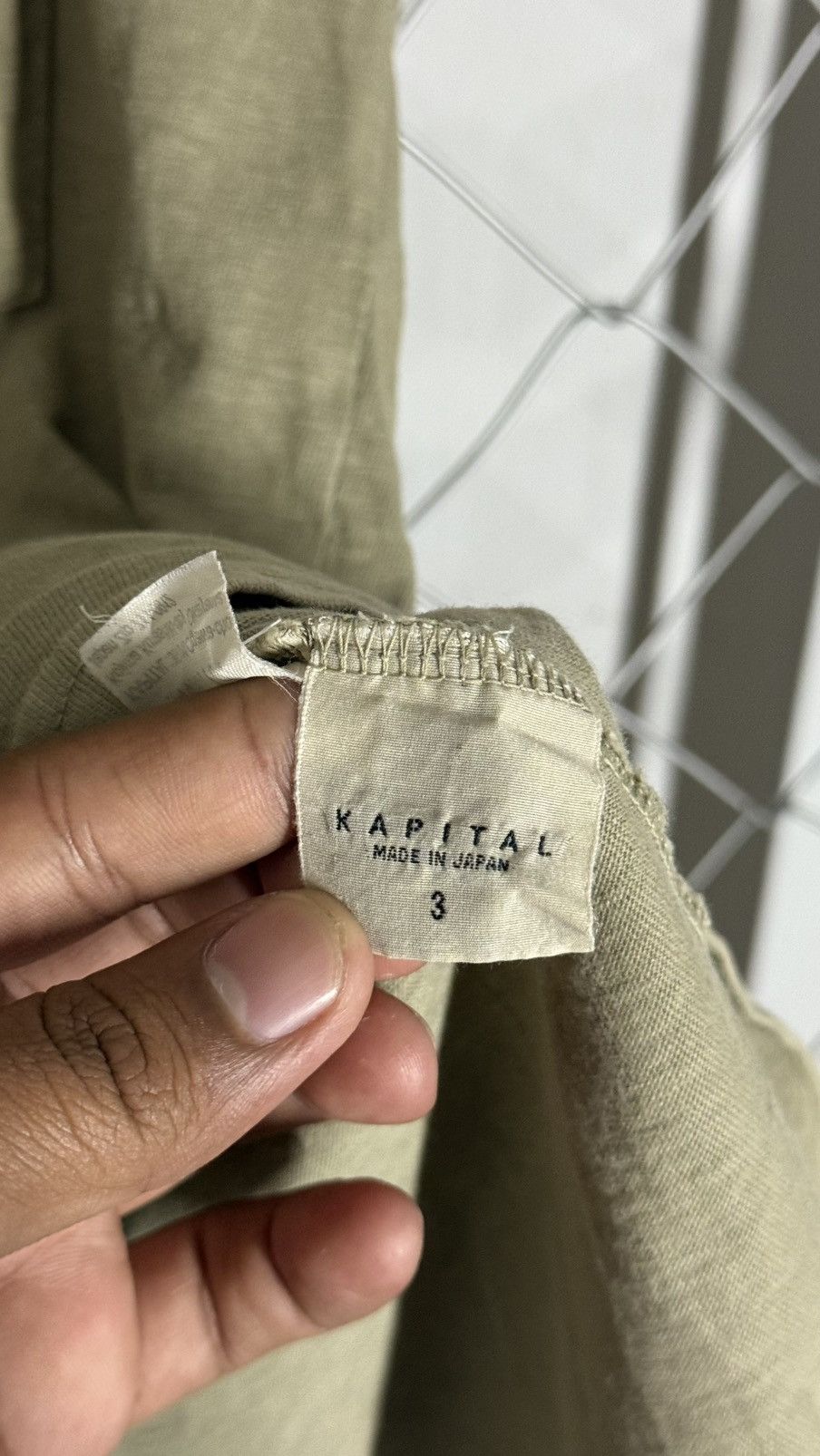 Kapital Vintage Kapital Japan Khaki Green Henley Pocket Tee Shirt Size US M / EU 48-50 / 2 - 7 Thumbnail