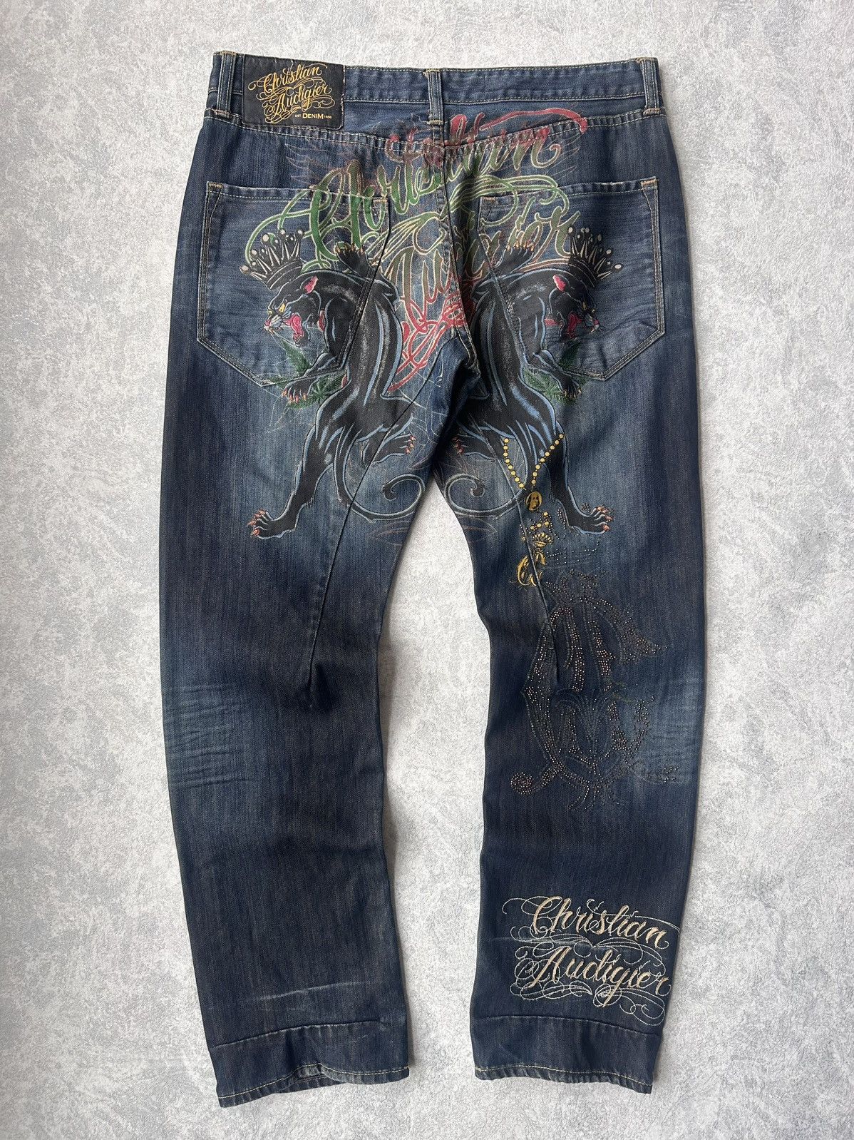 Christian Audigier RARE Y2K Christian Audigier Big Logo Denim Jeans Size US 36 / EU 52 - 8 Thumbnail