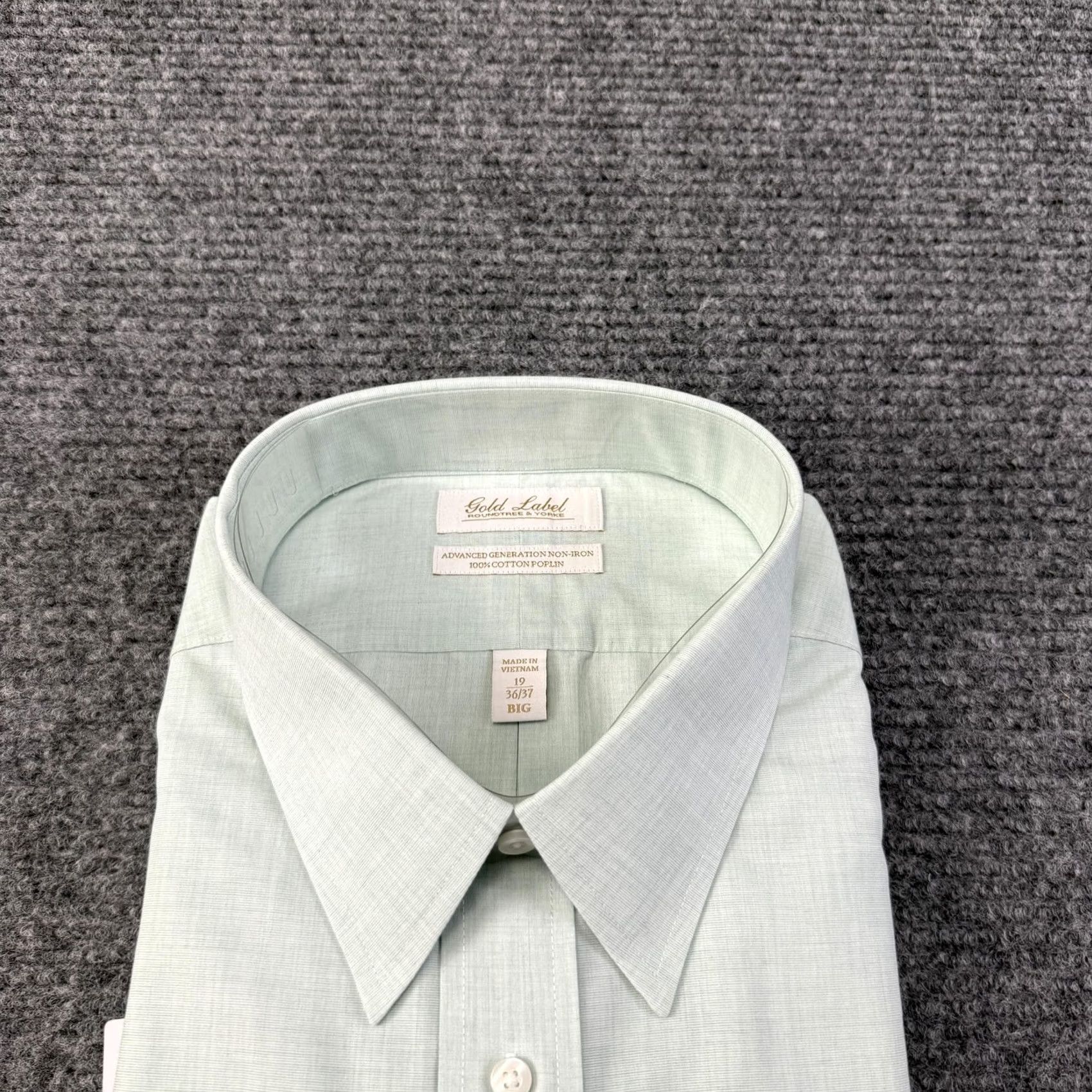 Roundtree & Yorke Roundtree & Yorke Gold Label Shirt Mens 19 Big & Tall Green Non-Iron Long Sleeve Dress Shirt Size US XXL / EU 58 / 5 - 5 Thumbnail