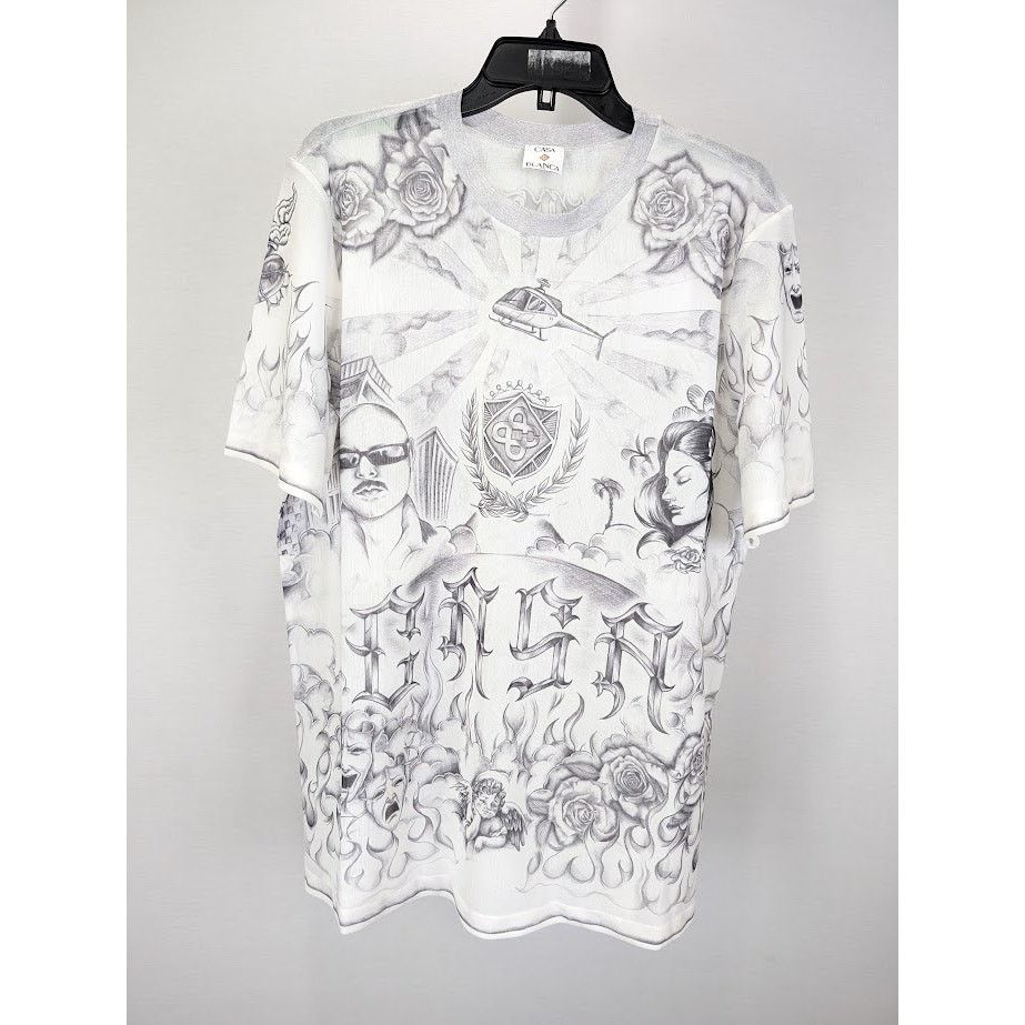 [CASABLANCA]タトゥーメッシュトップ CASABLANCA | TATTOO MESH LONG SLEEVE TOP
