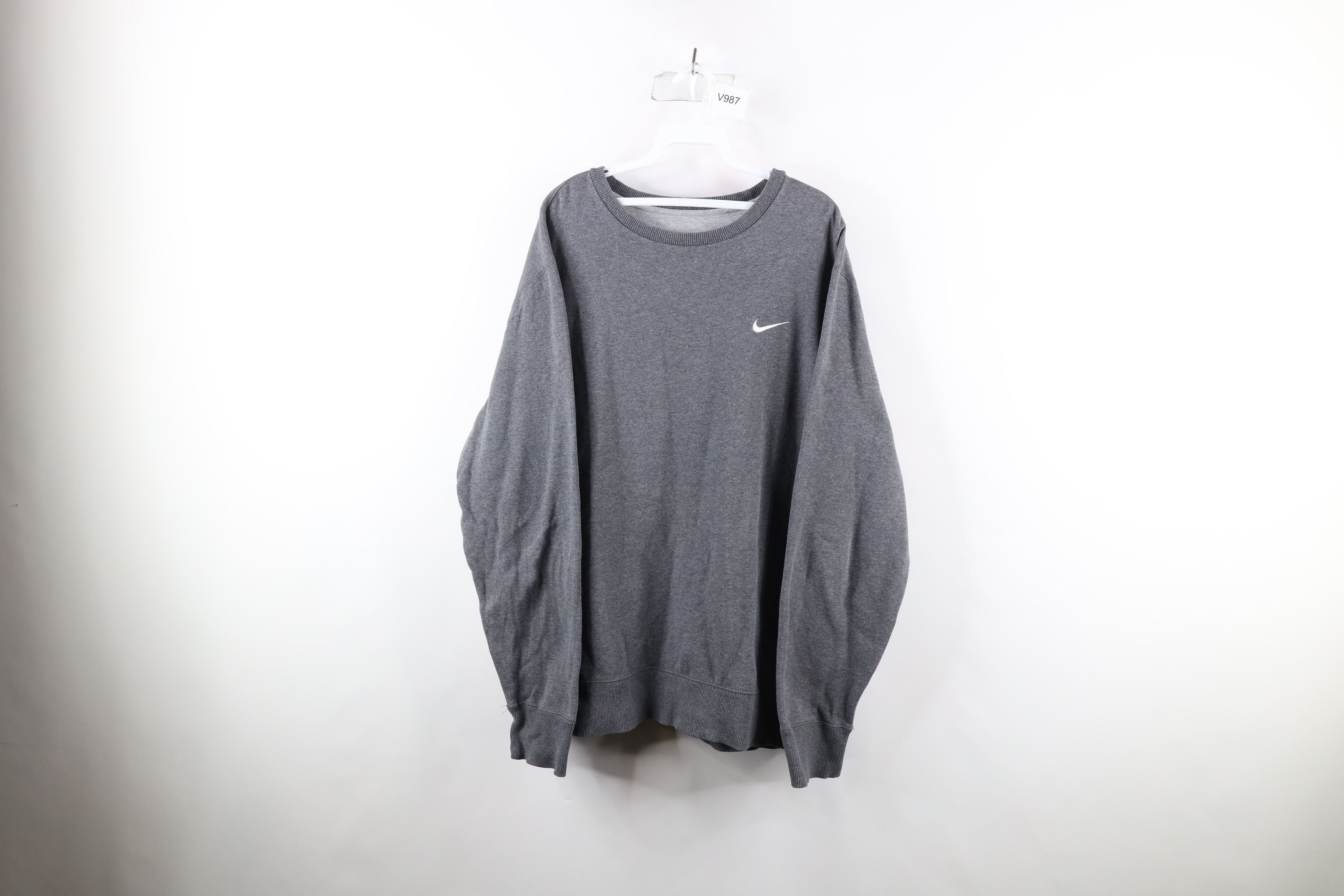 image of Nike Scott Mini Swoosh Crewneck Sweatshirt Gray in Grey, Men's (Size 2XL)