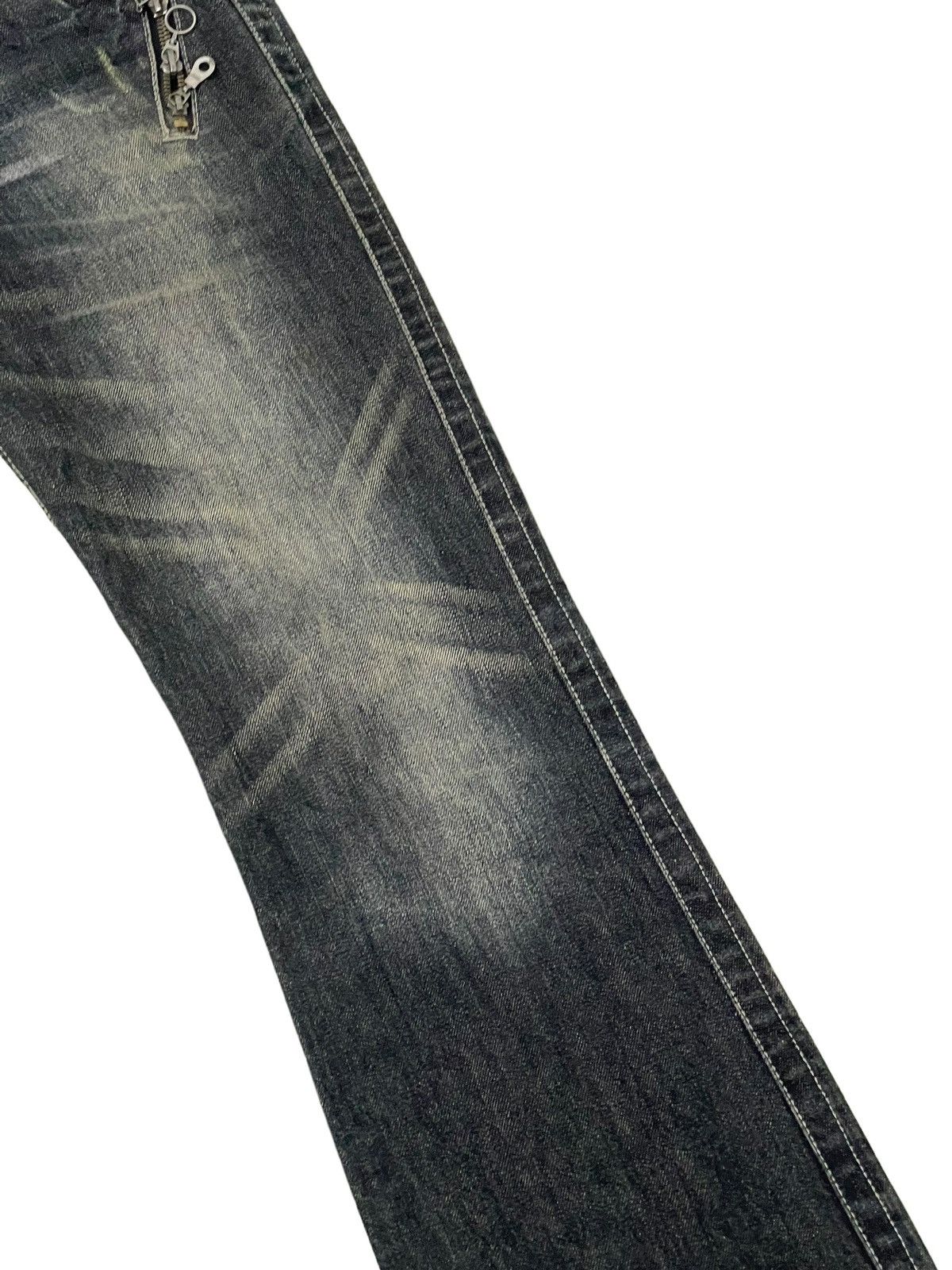 Japanese Brand Flare Jeans Semantic Design Faded Distress Boot Cut 8🟦8 Size US 31 - 7 Thumbnail