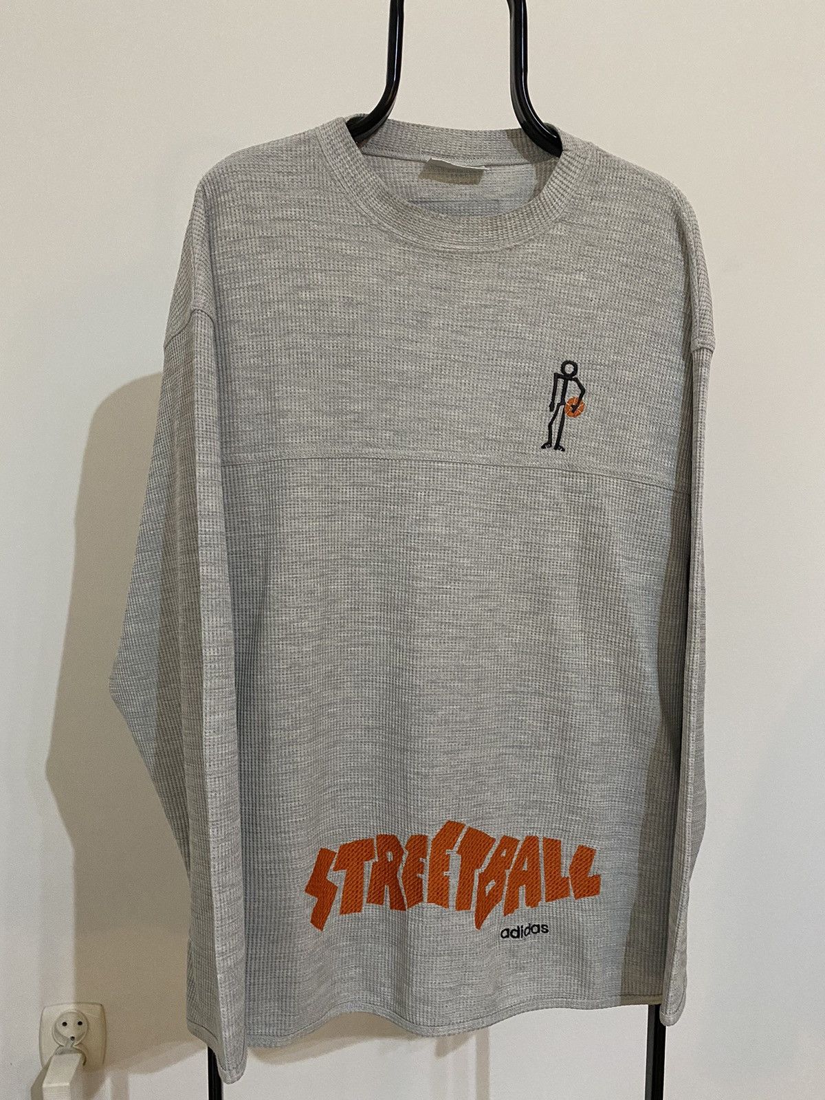 image of 80’S Adidas Streetball Retro Crewneck in Grey, Men's (Size Large)