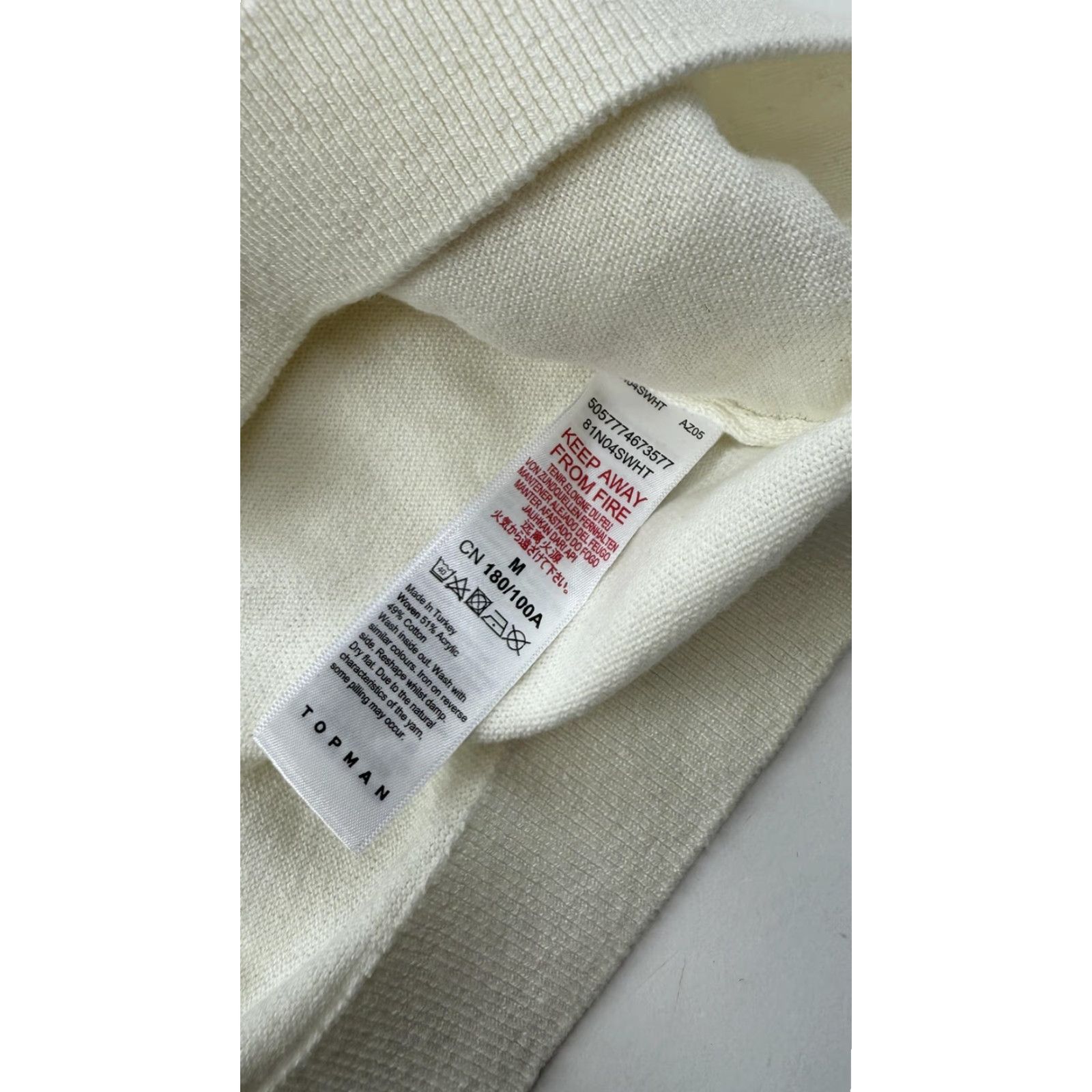 Topman Topman Pullover Sweater Mens Medium White Knit Collared Zip Long Sleeve Lightweight Size US M / EU 48-50 / 2 - 5 Thumbnail