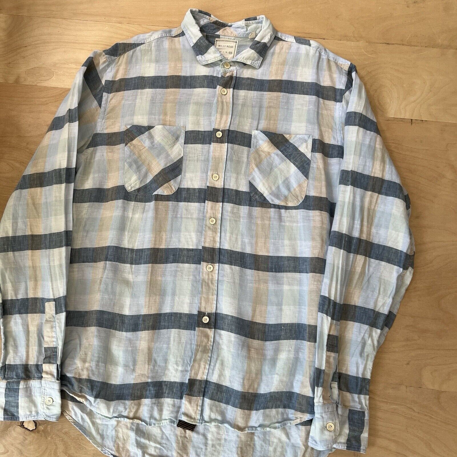 Billy Reid Billy Reid Linen Shirt 2XL Blue Check Collared Button Up Size US XXL / EU 58 / 5 - 9 Thumbnail