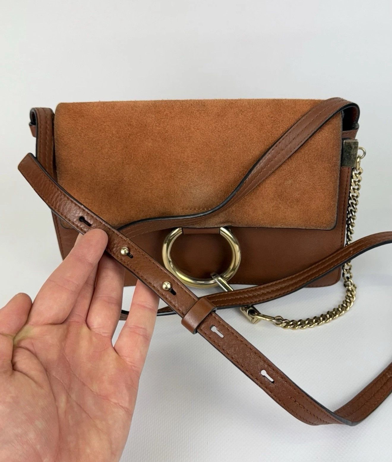 Chloe Chloe Tobacco Leather And Suede Small Faye Bag Shoulder Bag Size ONE SIZE - 3 Thumbnail