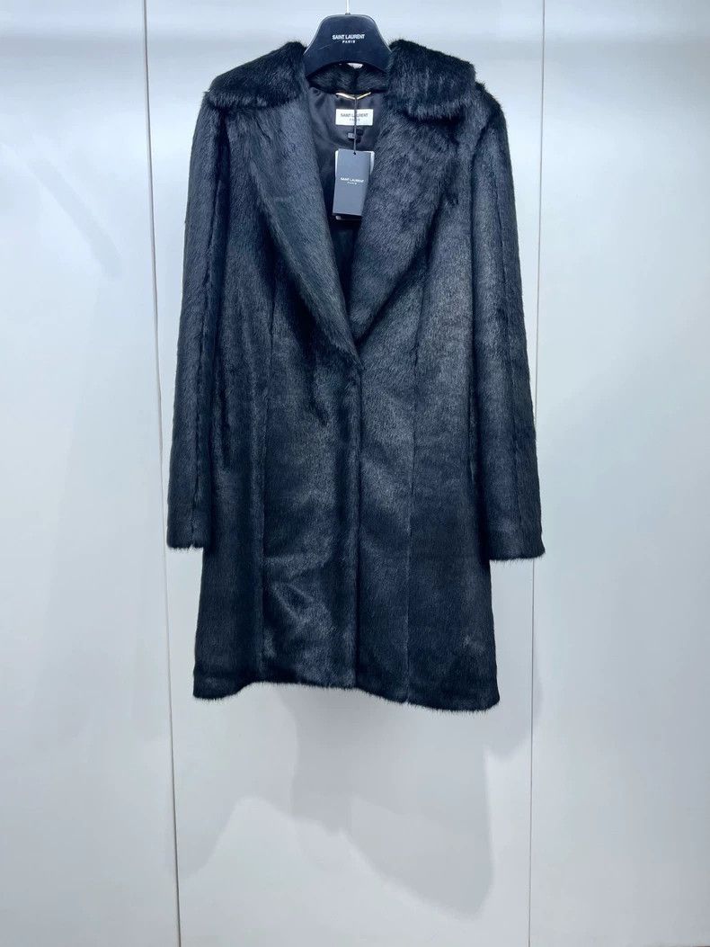 Saint Laurent Paris SAINT LAURENT Black Faux Fur Coat - dmc Size US M / EU 48-50 / 2 - 1 Thumbnail
