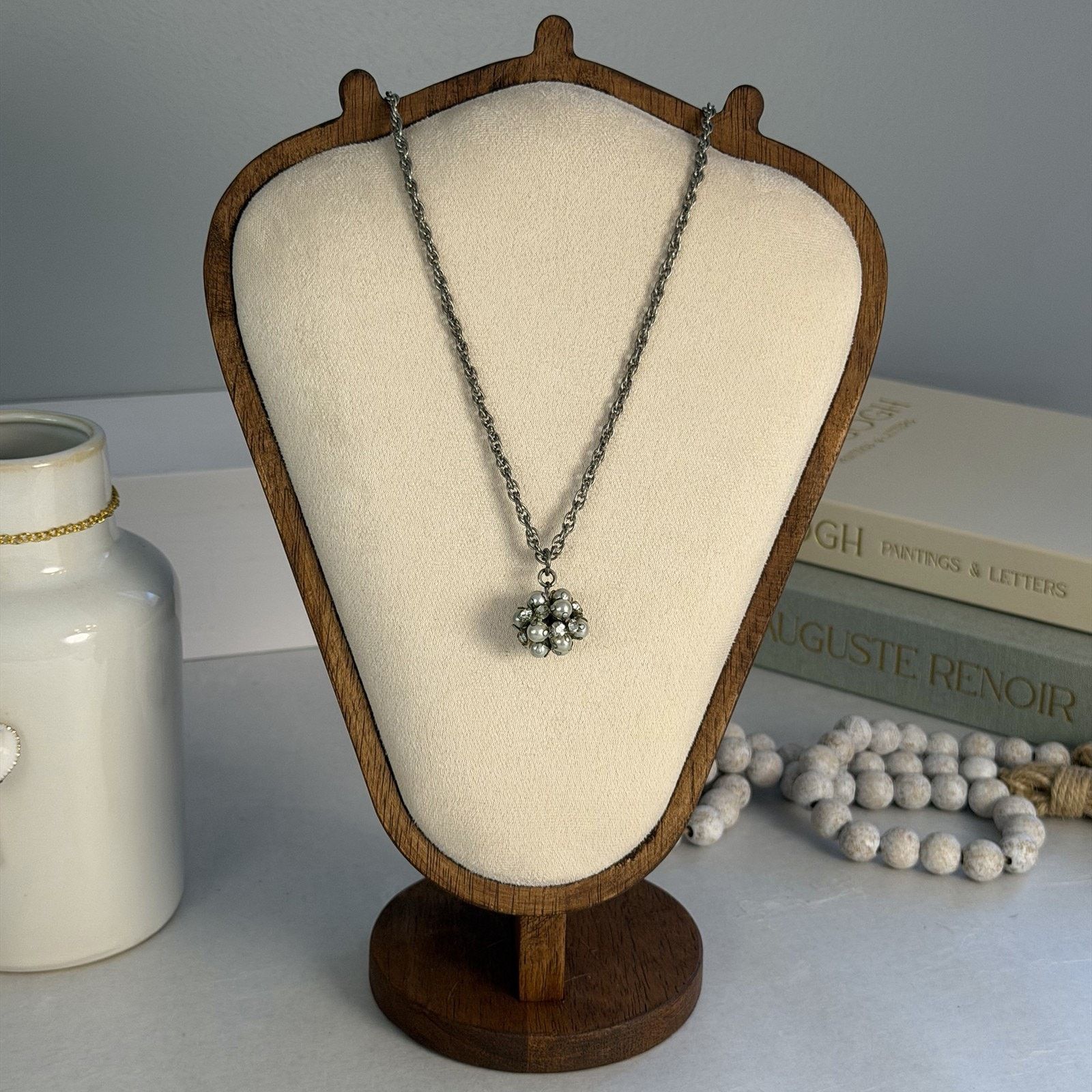 Other VTG 1950 Silver-Tone Rhinestone Faux Pearl Pendant Necklace Size ONE SIZE - 1 Thumbnail