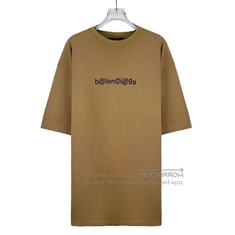 Balenciaga Balenciaga Brown Logo Letter Embroidered Cotton Round Neck Size US S / EU 44-46 / 1 - 1 Thumbnail