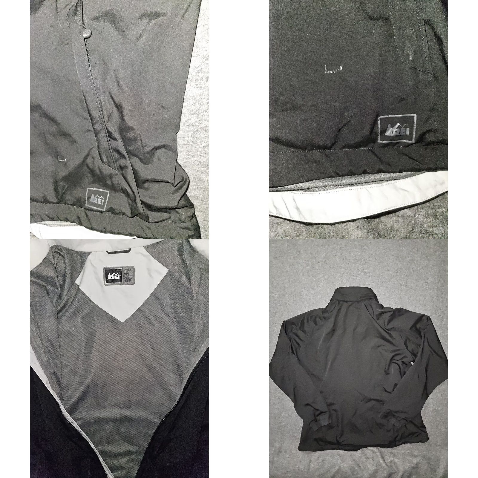 Vintage REI Full Zip Rain Jacket Women's XL Black Hooded Zip Pockets Hiking Size XL / US 12-14 / IT 48-50 - 8 Thumbnail
