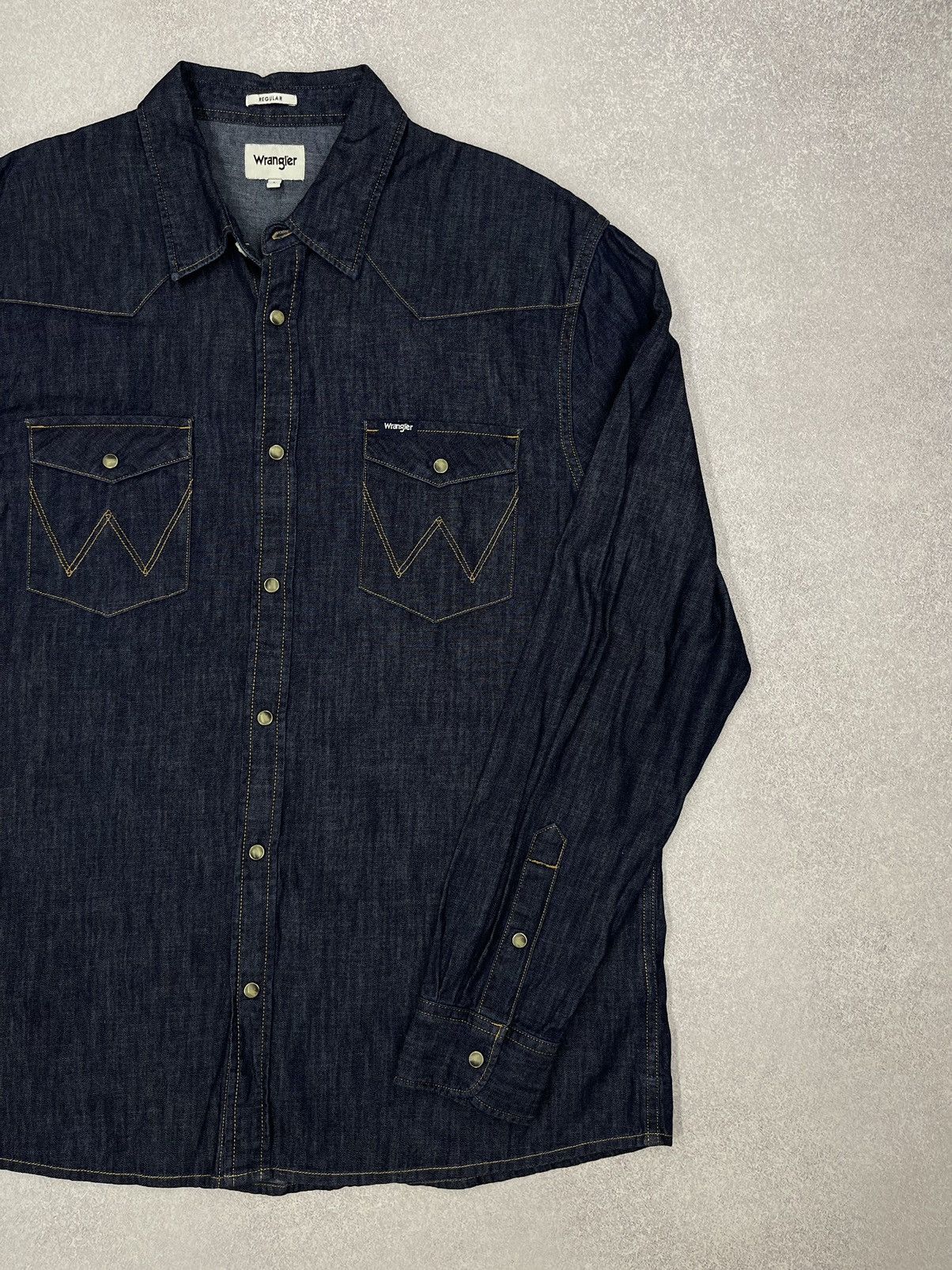Wrangler Mens Wrangler Western Denim Shirt Navy Size L Size US L / EU 52-54 / 3 - 3 Thumbnail