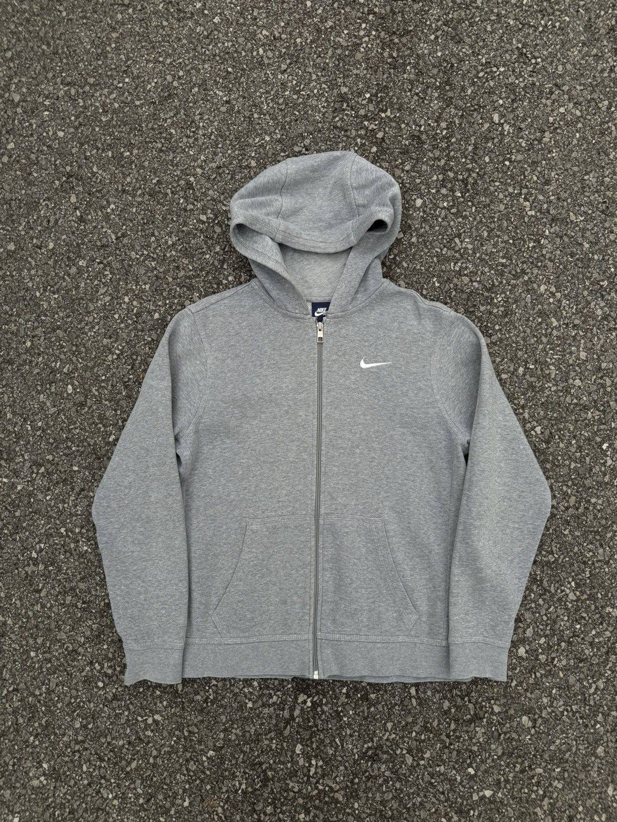 Nike × Vintage Nike zip hoodie vintage swoosh rap skate drill grey Size US S / EU 44-46 / 1 - 1 Thumbnail