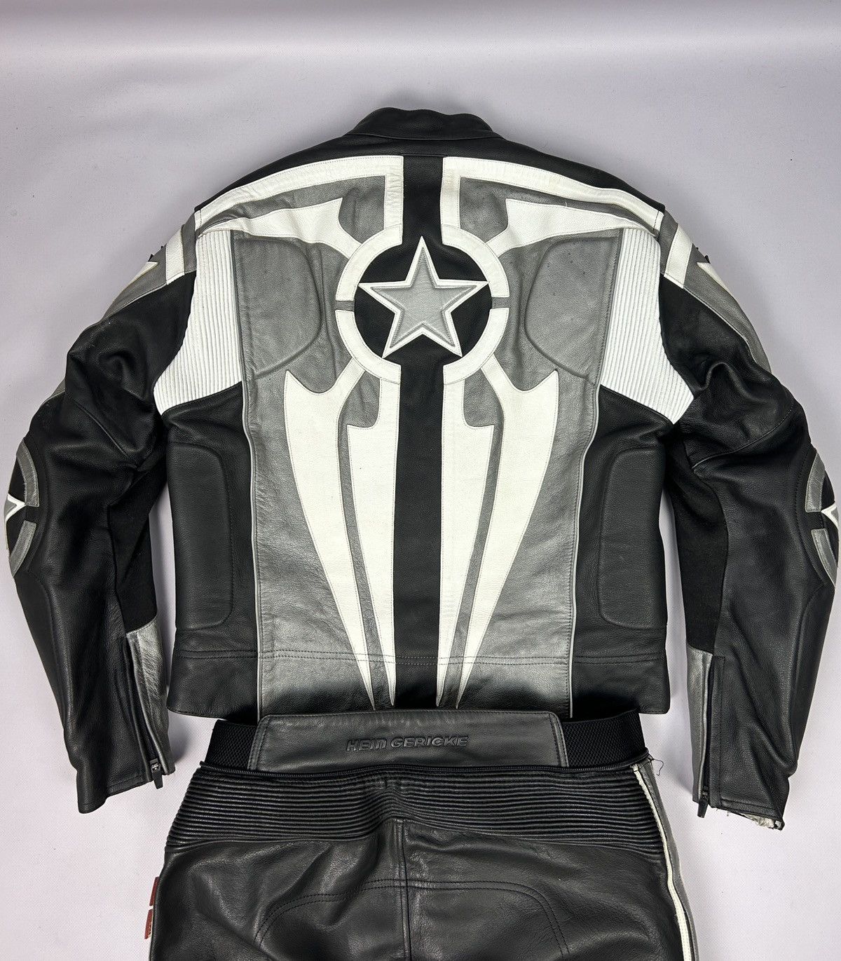 Vintage Hein Gericke 2 Piece Set Leather Motorcycle Jacket Trousers Size US M / EU 48-50 / 2 - 18 Thumbnail