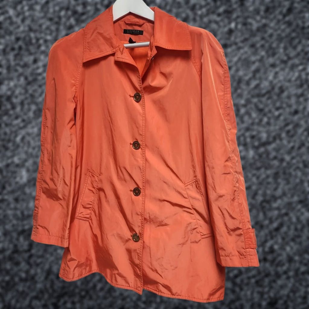 Ralph Lauren Lauren Ralph Lauren Womens Button Up Rain Coat Jacket Medium Orange Lightweight Size M / US 6-8 / IT 42-44 - 1 Thumbnail