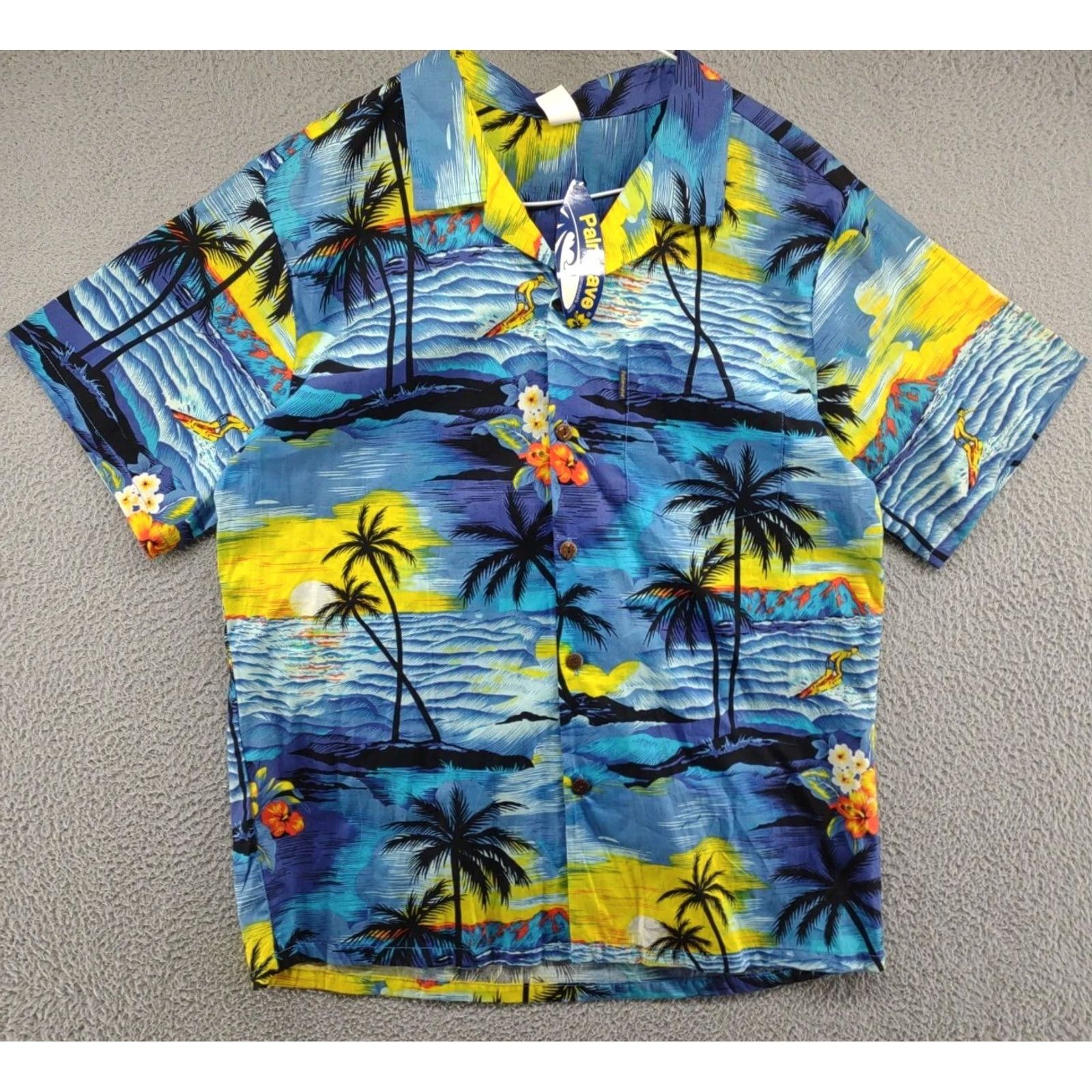 ALOHAS Palmwave Hawaiian Floral Surfing Button Up Shirt XL Men Multicolor Cotton Short Sleeve Aloha Beach New Size US XL / EU 56 / 4 - 2 Thumbnail