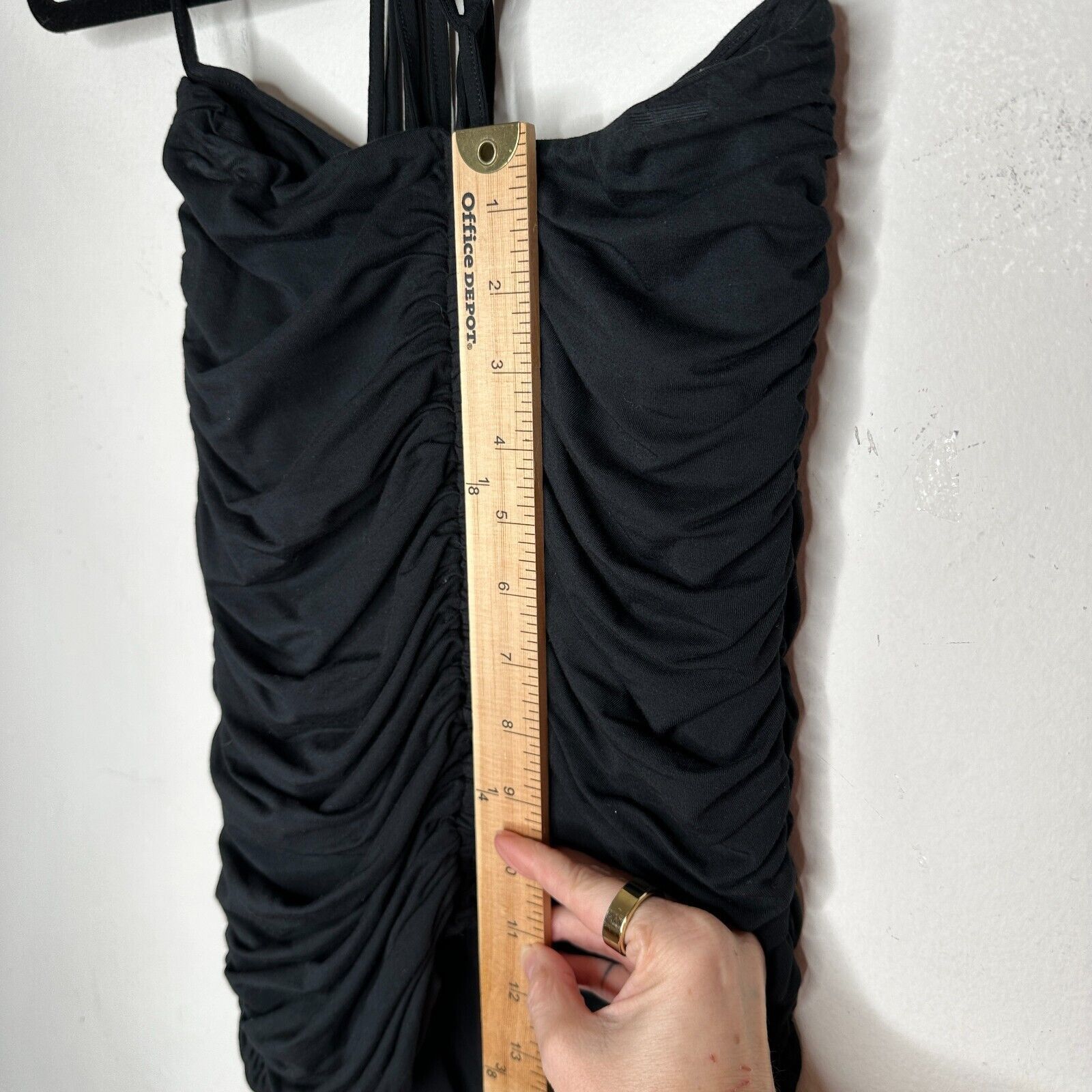 Other I.AM.GIA Black Ruched Mid-Rise Wrap Self Tie Waist Skirt XS Size 26" / US 2 / IT 38 - 10 Thumbnail