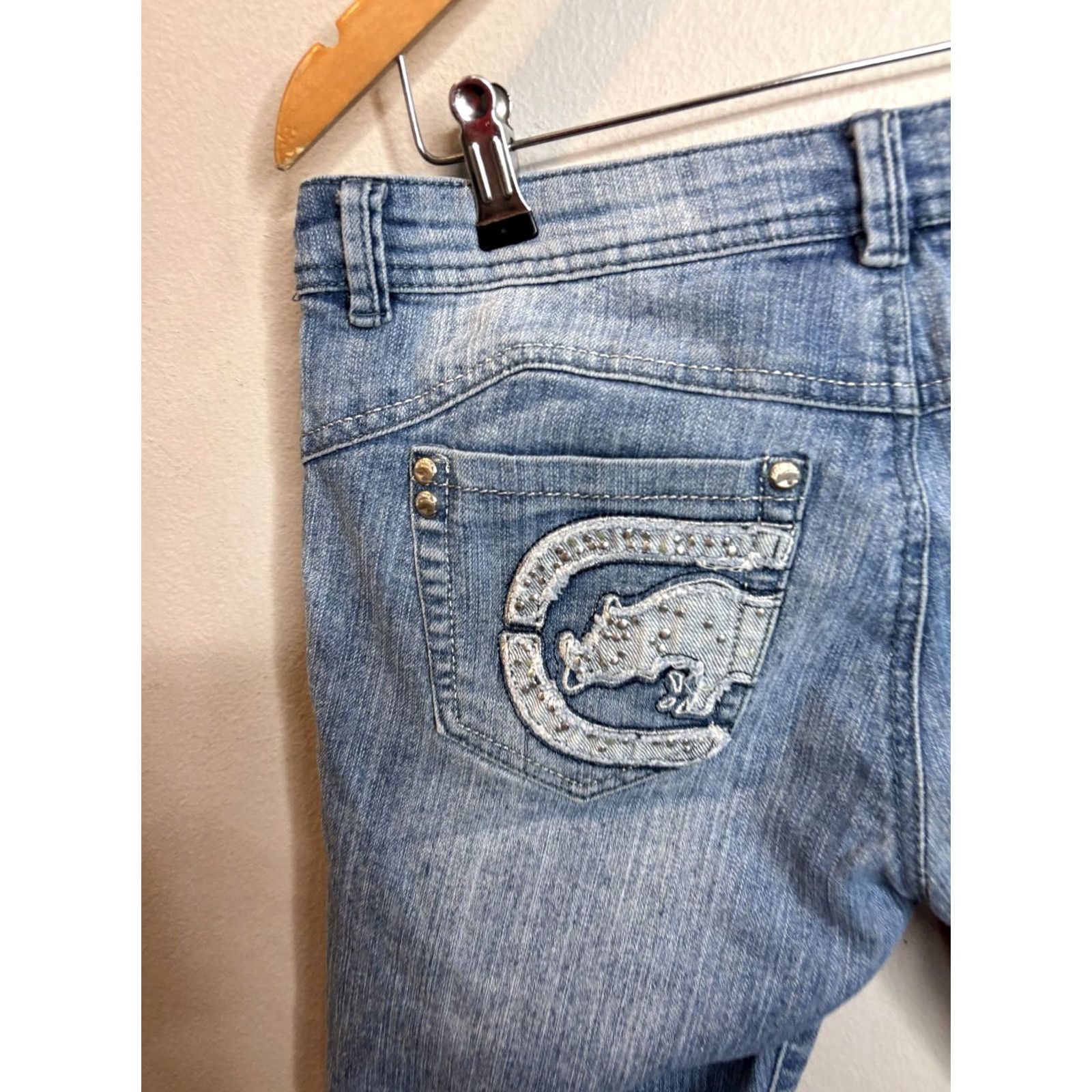 Denime Ecko Red Denim Shorts Women's 7/8 Blue Jorts Capri Vintage Retro Y2K 700 | 8 | Blue | Denim | Vintage | Casual | 5-Pocket | Regular | Women's Shorts Size 30" / US 8 / IT 44 - 2 Thumbnail