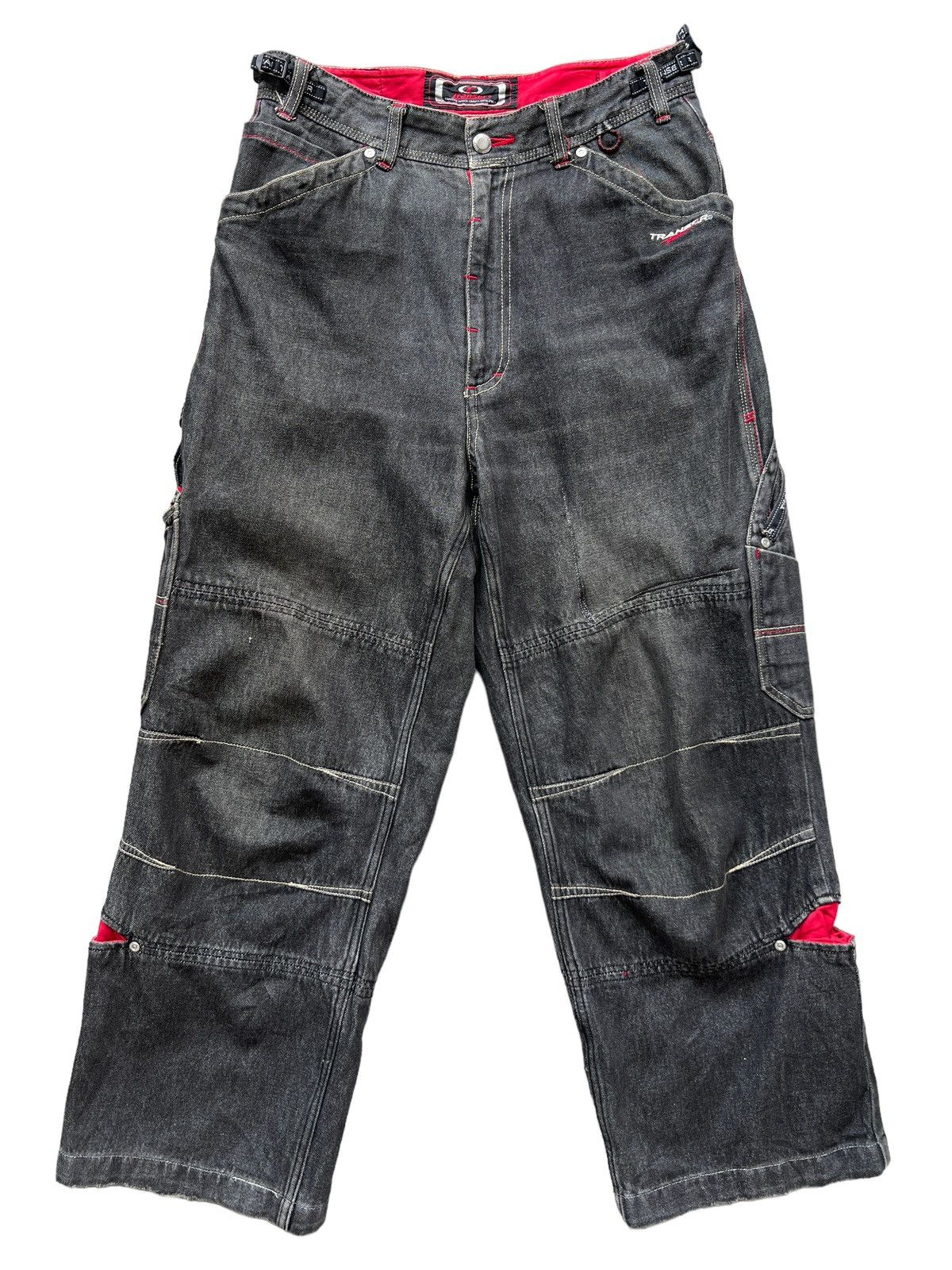 Japanese Brand Transer Jeans Hip Hop Skateboard Multipocket Baggy Jeans 31 Size 31" - 2 Thumbnail