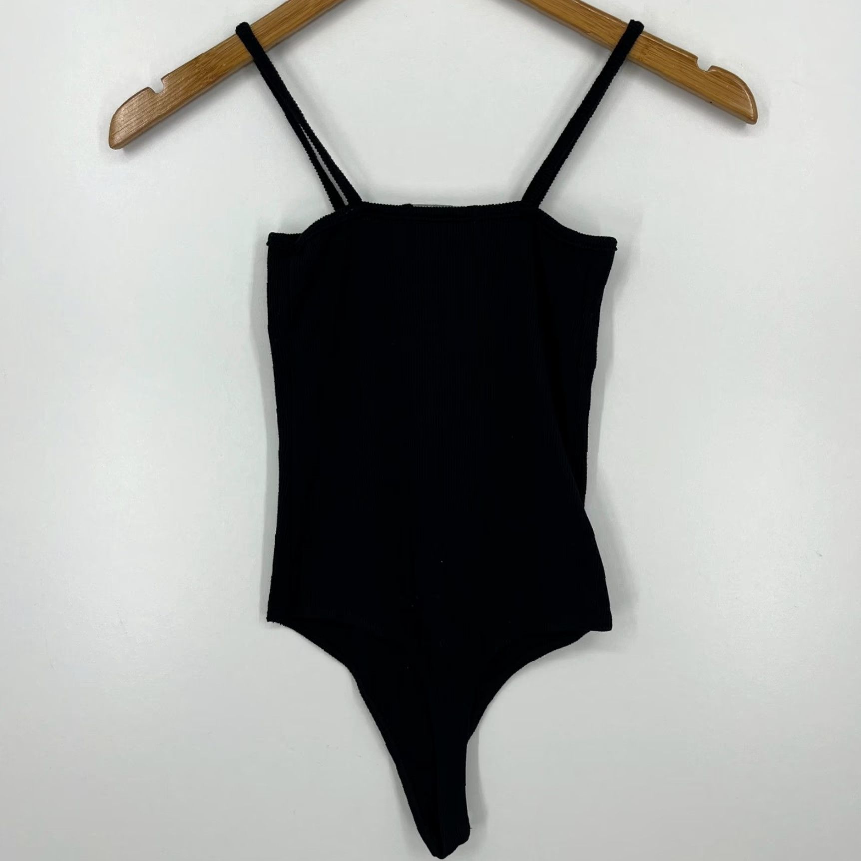 Brandy Melville Brandy Melville Tank Adult S Black Cotton Bodysuit Top Sleeveless Square Neck Spaghetti Strap Tank Women Shirt Basic Size S / US 4 / IT 40 - 5 Thumbnail