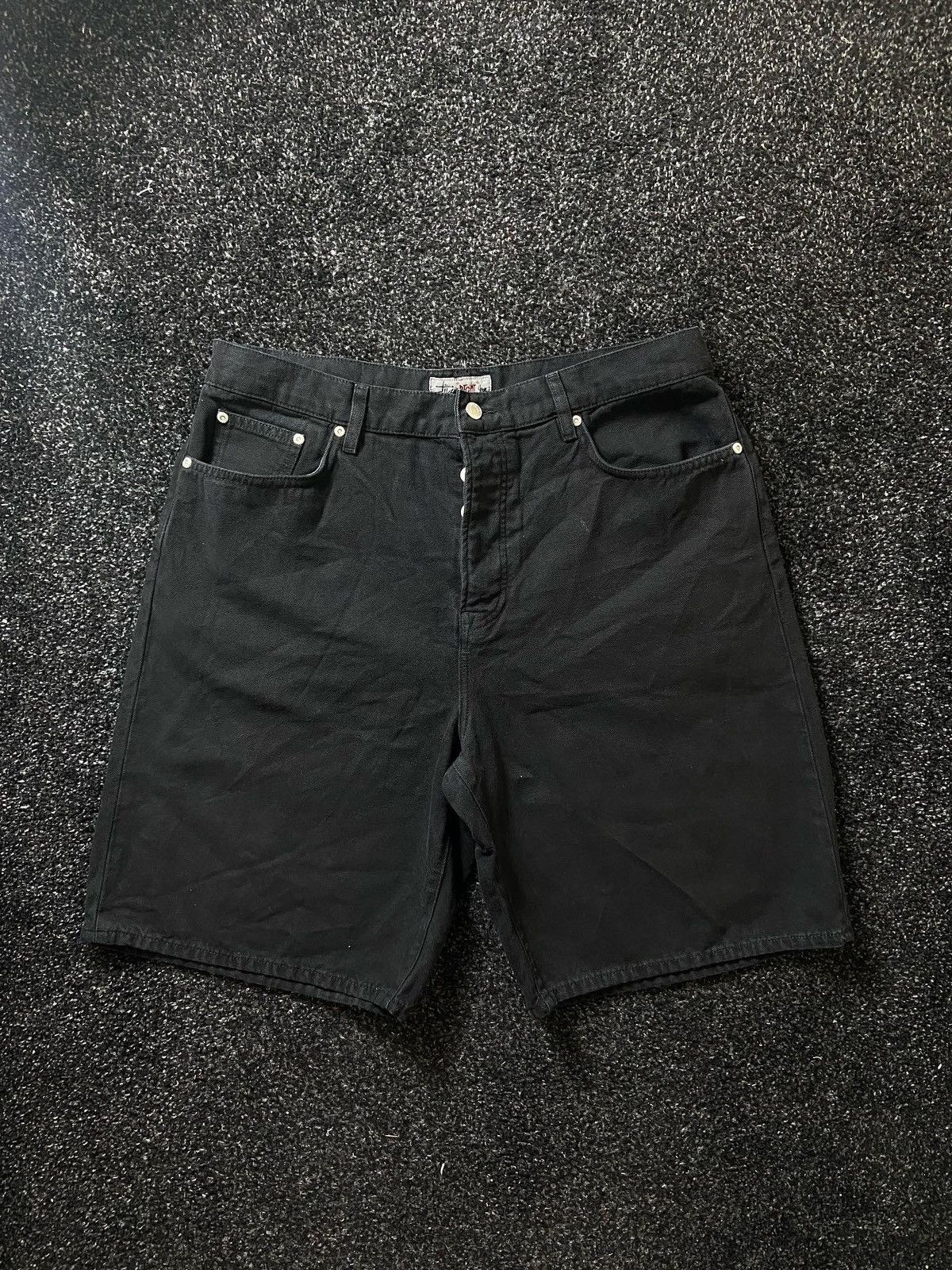 image of Stussy Big Ol’ Short Denim Black Washed Canvas in Bleu, Men's (Size 36)