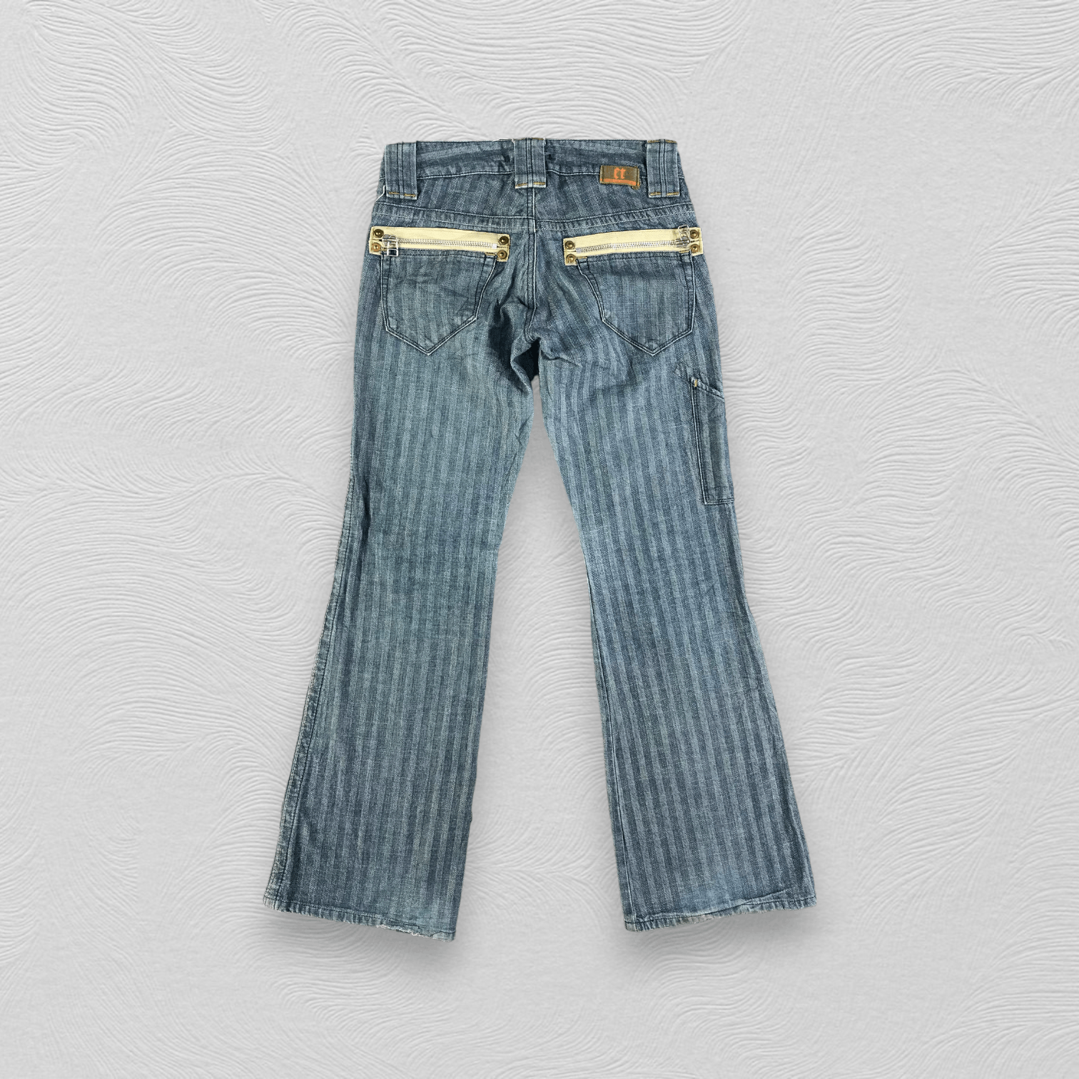 Japanese Brand ET Boite Herringbone Flared Jeans KJ2152 Size 30" / US 8 / IT 44 - 2 Thumbnail