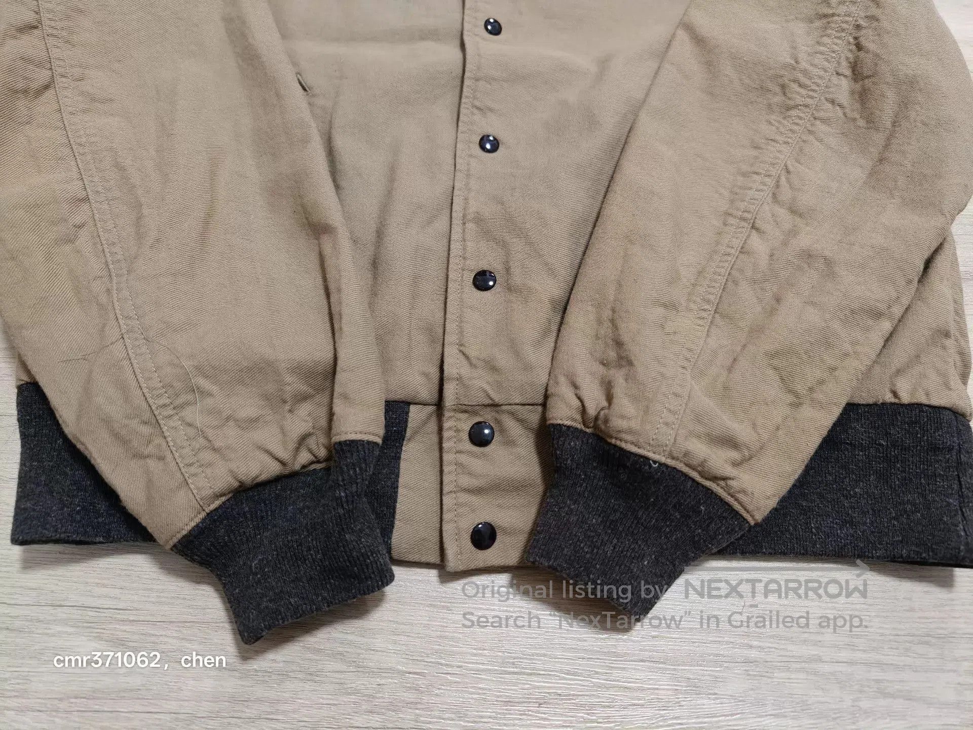 Visvim Beige Bomber Jacket with Black Trim, Size M. Size US M / EU 48-50 / 2 - 4 Thumbnail