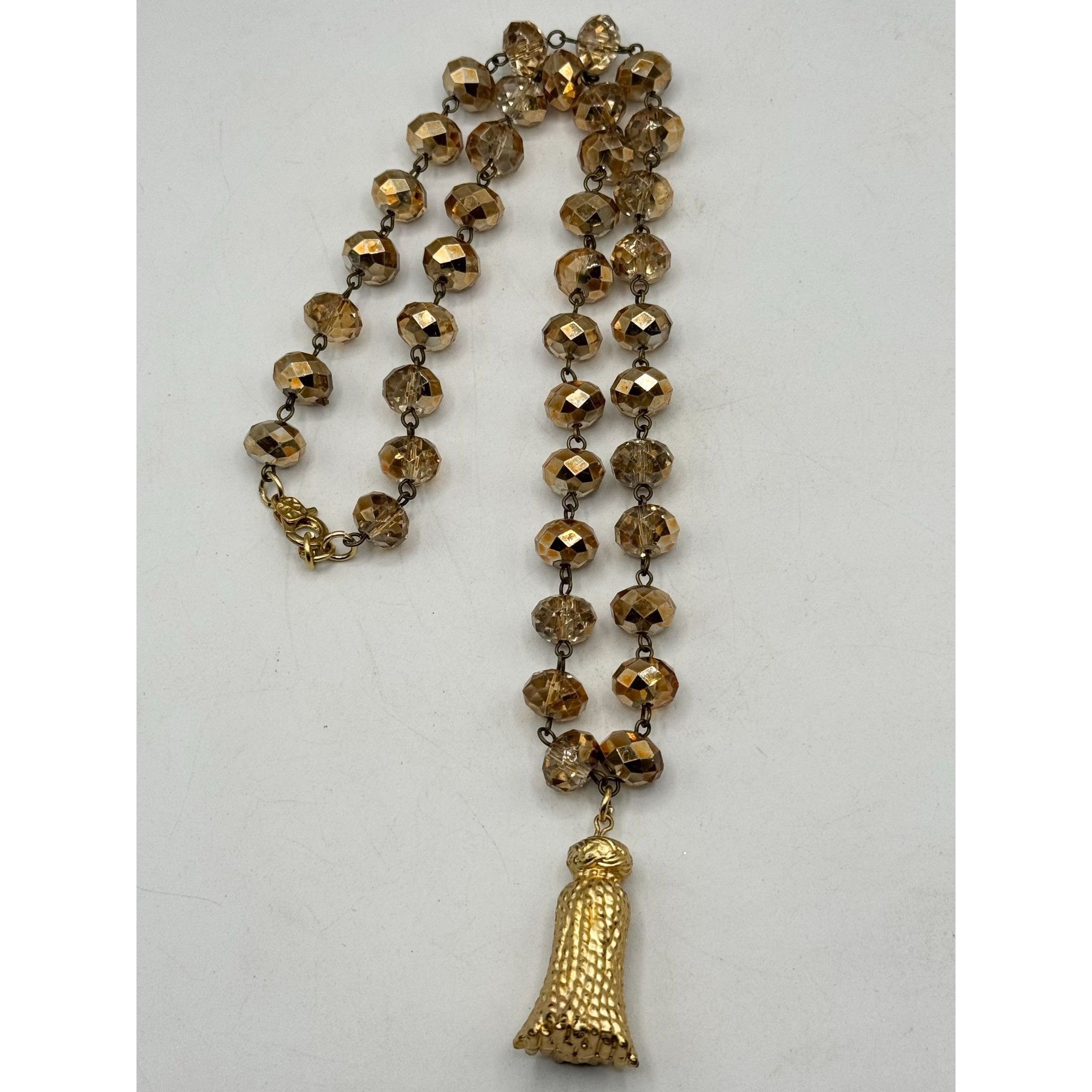 Vintage Vintage gold crystal beaded tassel necklace Size ONE SIZE - 1 Thumbnail