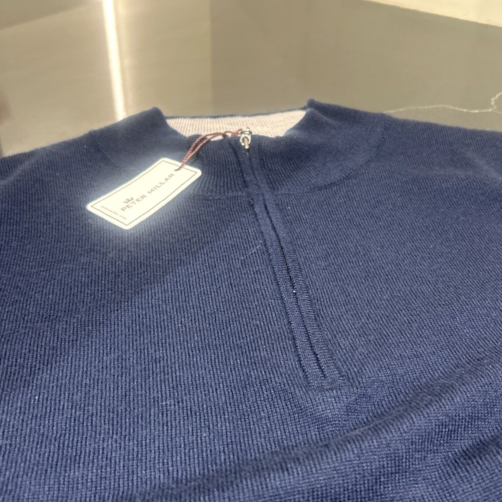 Peter Millar Peter Millar Golf Sweater Men 2XL Navy Blue 1/4 Zip Mock Neck Pullover NWT Short Sleeve Solid Mens Size US XXL / EU 58 / 5 - 3 Thumbnail