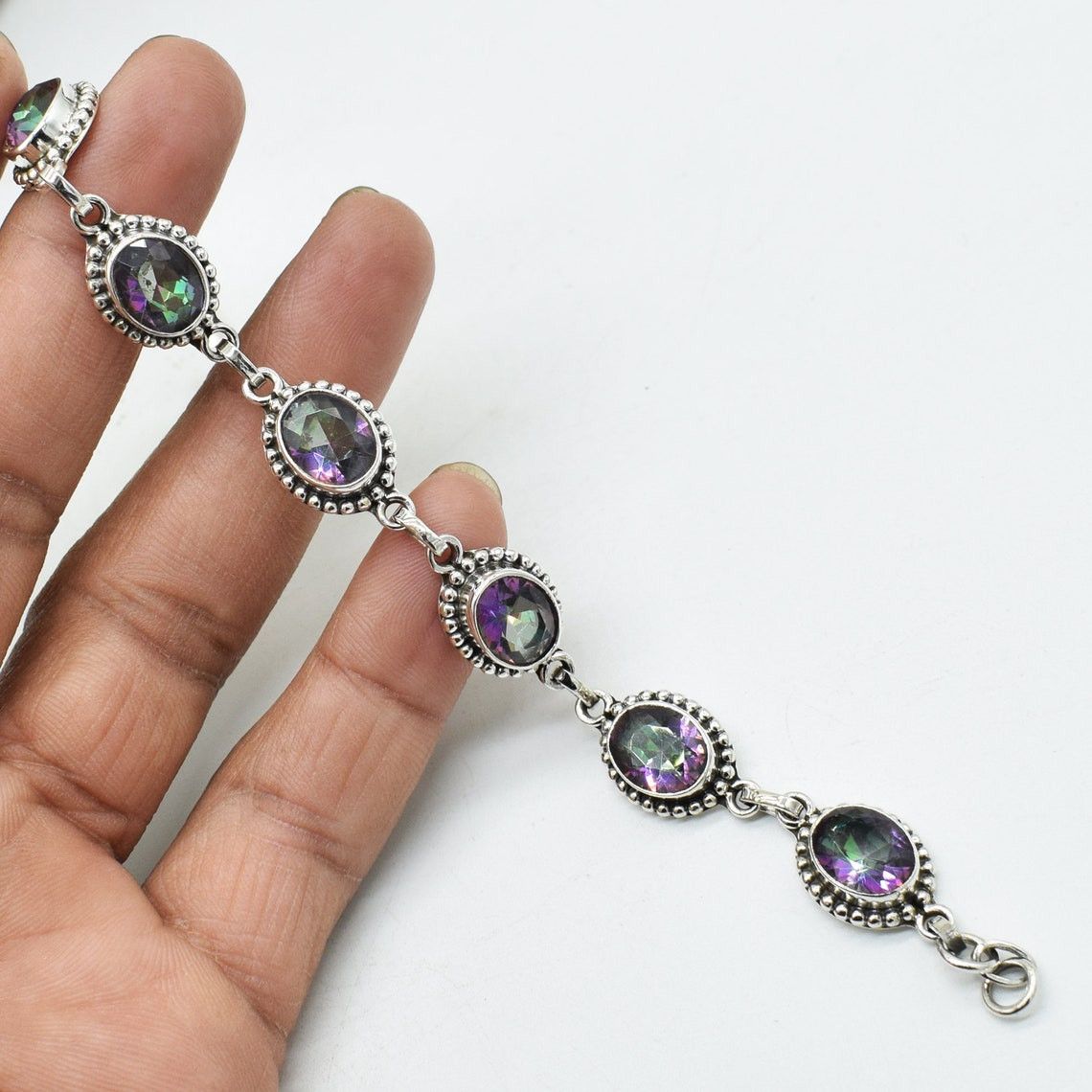 Handmade Mystic Topaz Gemstone Bracelet, Excellent Multi Color Size ONE SIZE - 5 Thumbnail