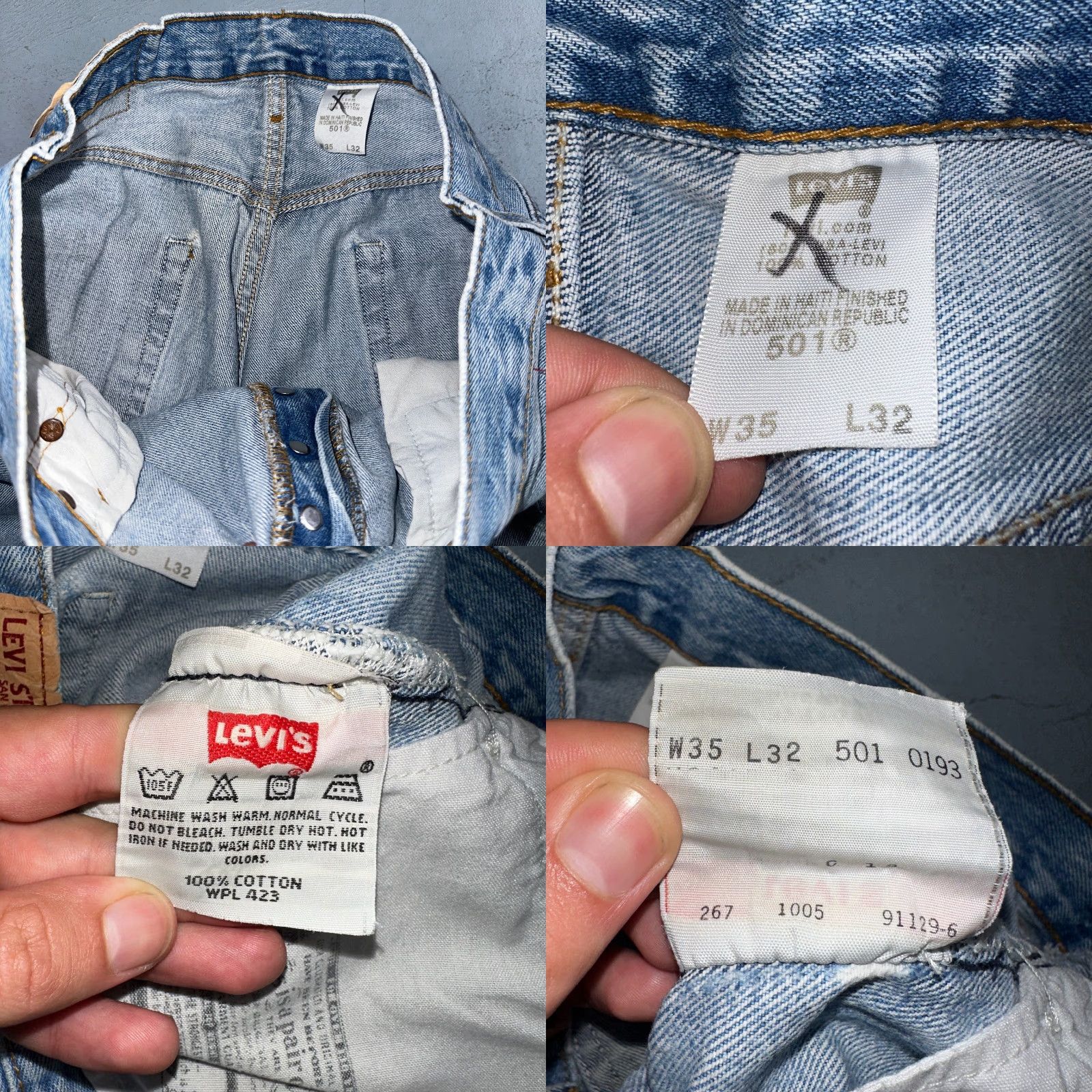 Levi's VINTAGE Levi's 501 Jeans Straight 35x32 Blue Light Wash 32x29 Denim Cotton 5-Pocket Mens Regular Size US 35 - 9 Thumbnail