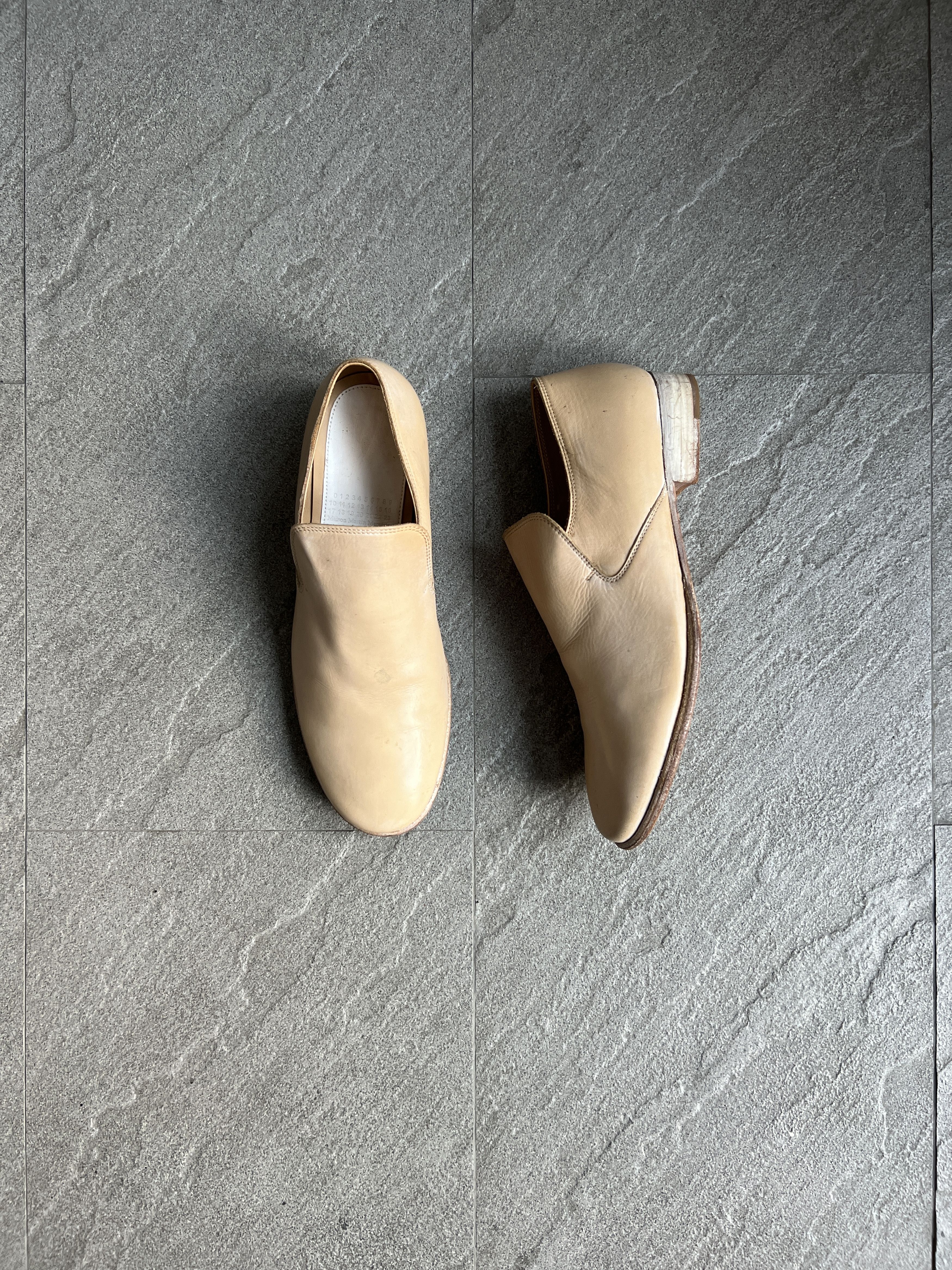 Maison Margiela X H&M Leather Slip On Loafers Beige EU42