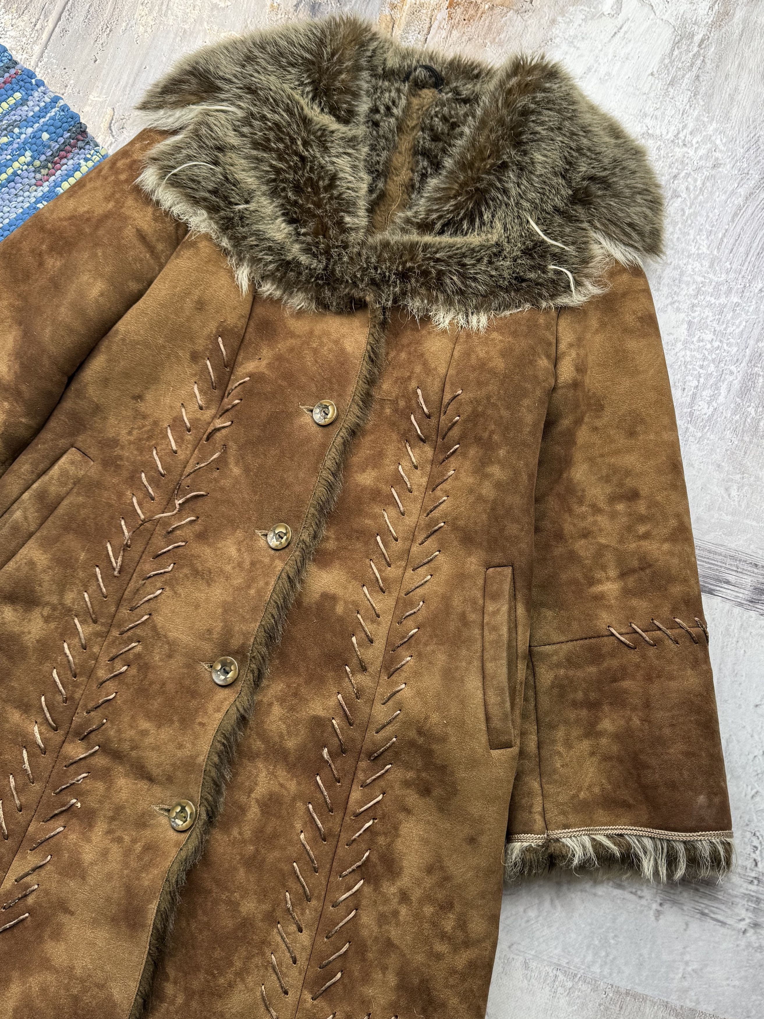 Vintage Vintage Faux Sheepskin Faded Coat A414(484)D15 Size L / US 10 / IT 46 - 3 Thumbnail