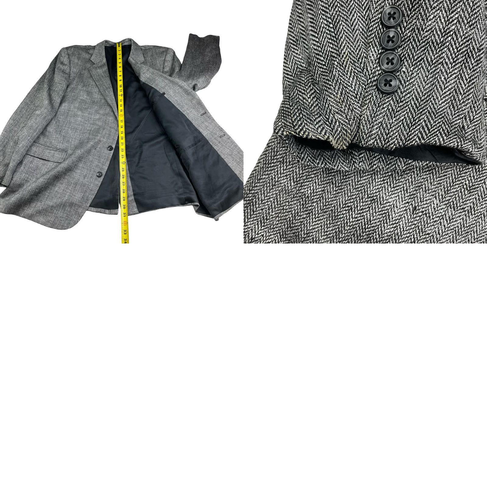 Stafford Stafford Men’s Blazer Jacket Gray Herringbone 100% Silk 2-Button 48R Size 48R - 9 Thumbnail