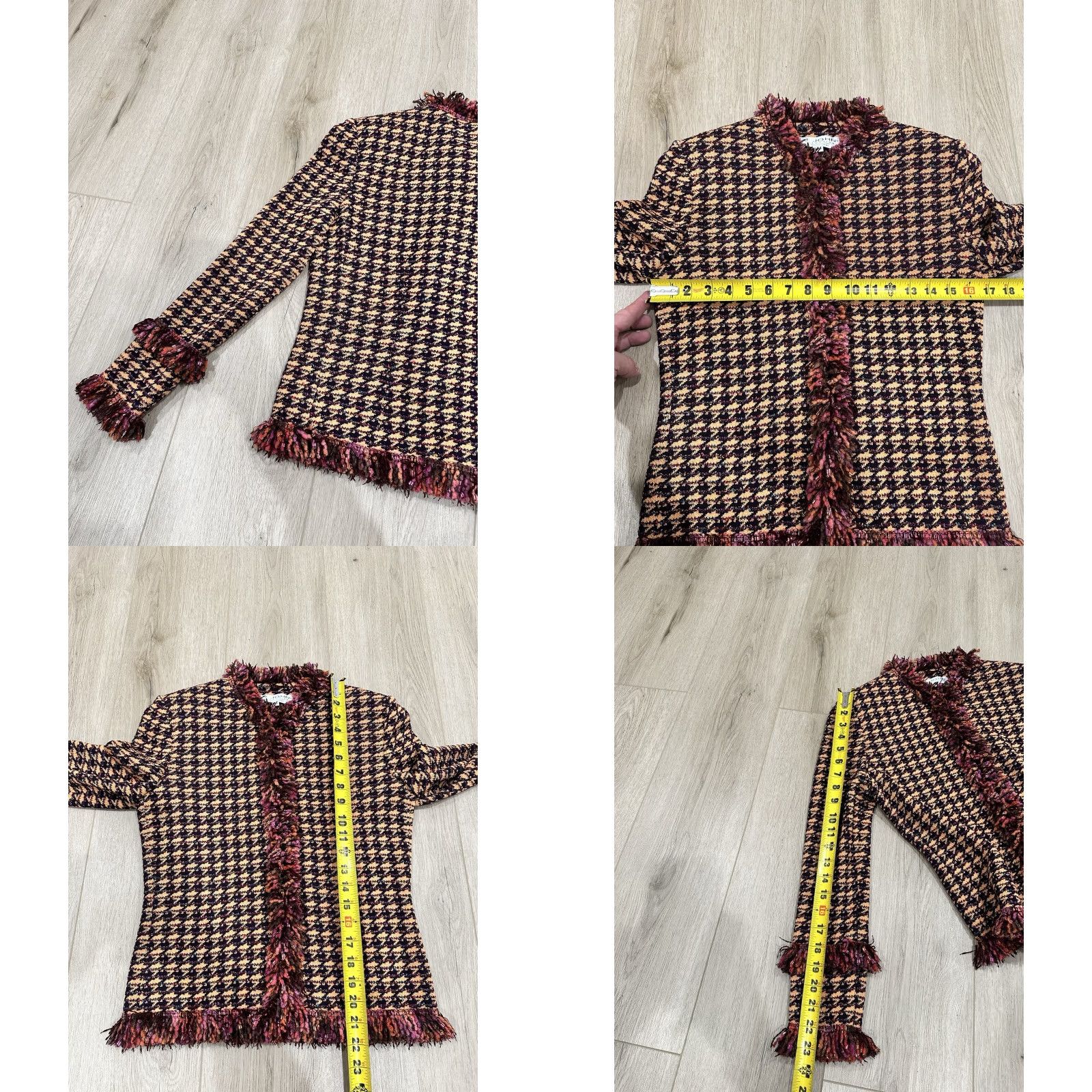 Vintage St John Collection Blazer Women's Size 2 Houndstooth Tweed Knit Mid-Length Lightweight Hook Closure USA Size XS / US 0-2 / IT 36-38 - 8 Thumbnail